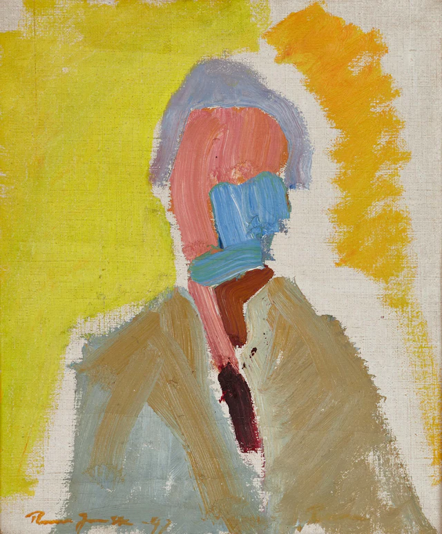 RUNE JANSSON (SVERIGE, 1918–2014). Självporträttt, signerad -47, olja på duk.