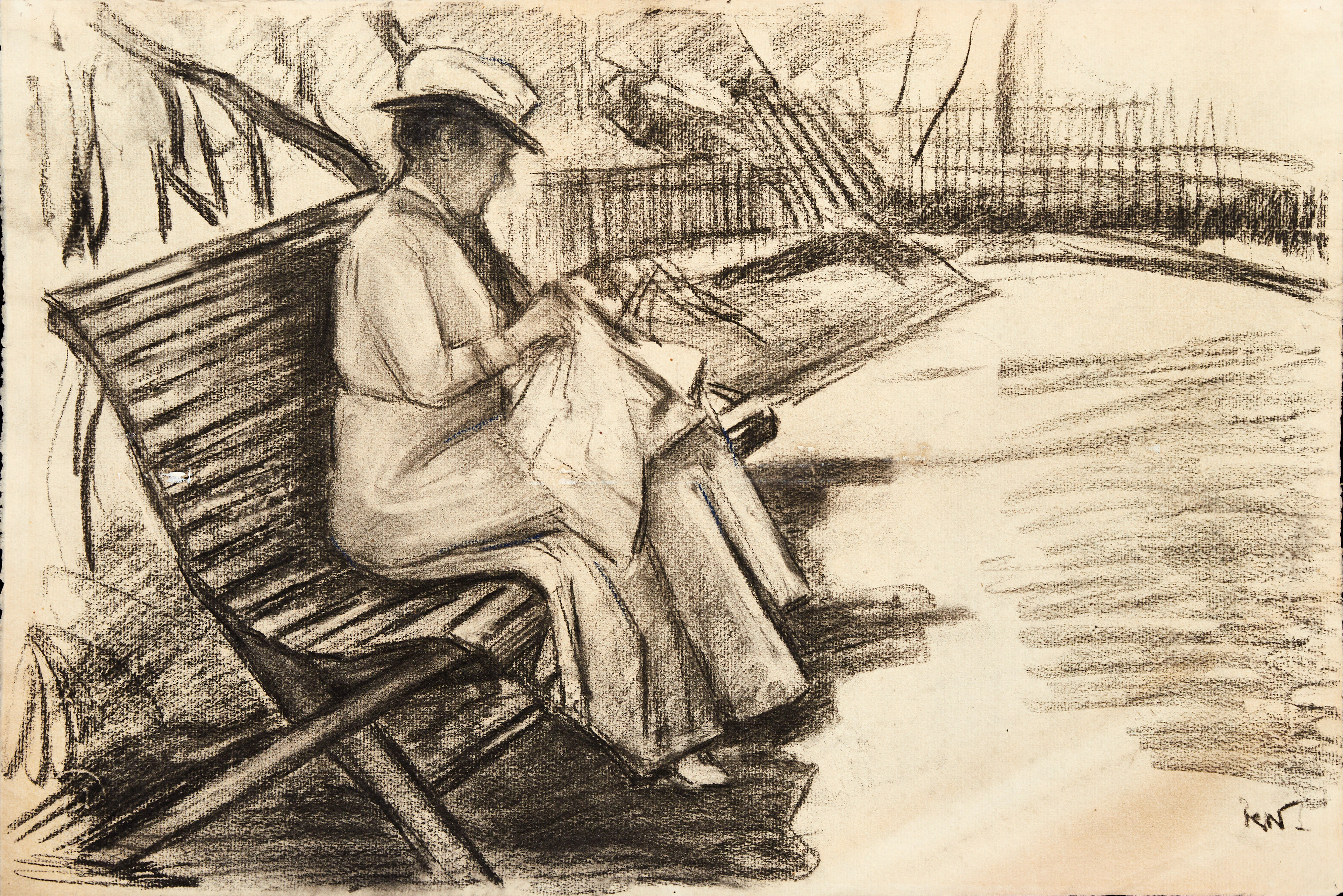 KARL NORDSTRÖM (Tjörn 1855-1923 Drottningholm). "I trädgården, Kyrkösund"