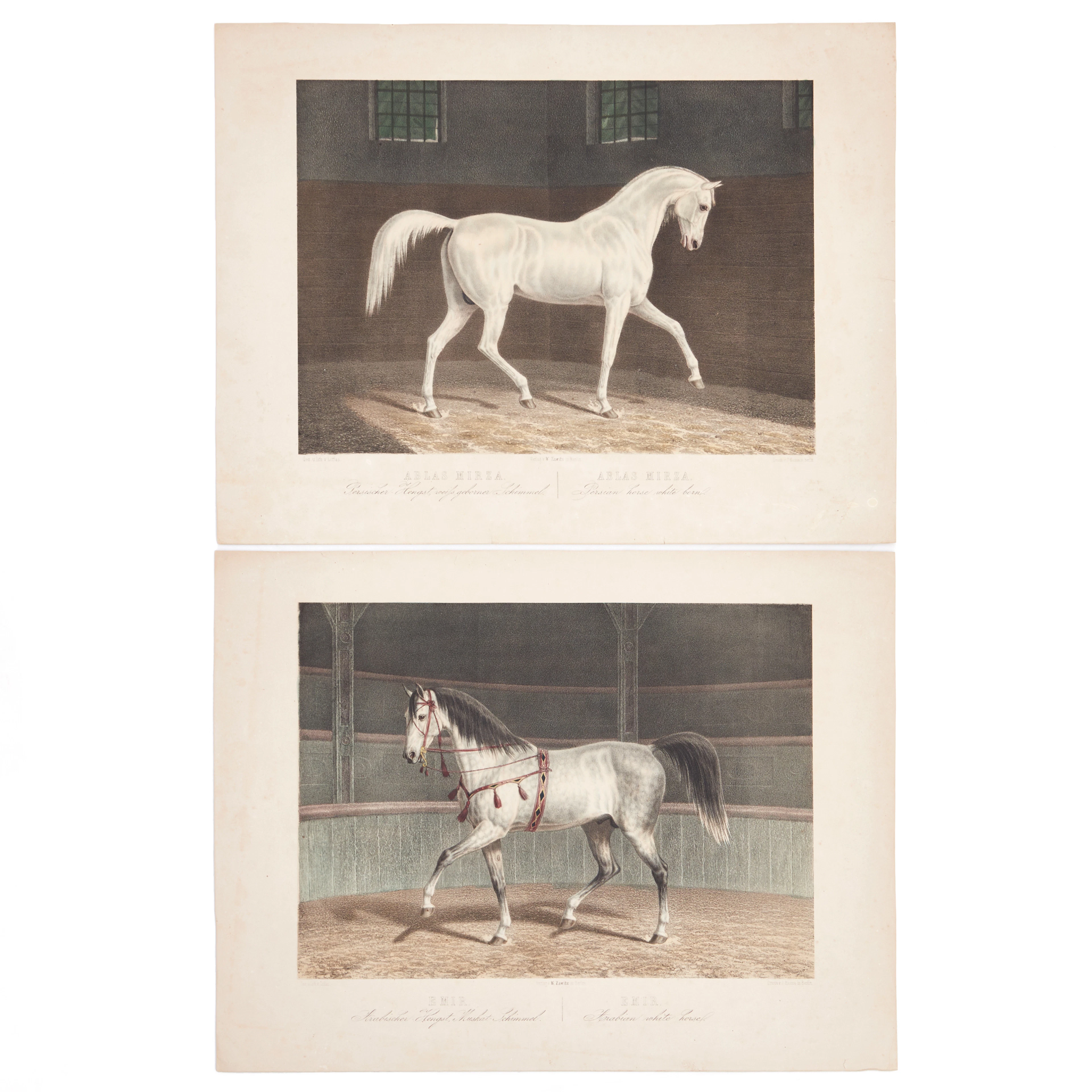 ZAWITZ, (2) färglitografier, omkring 1850.