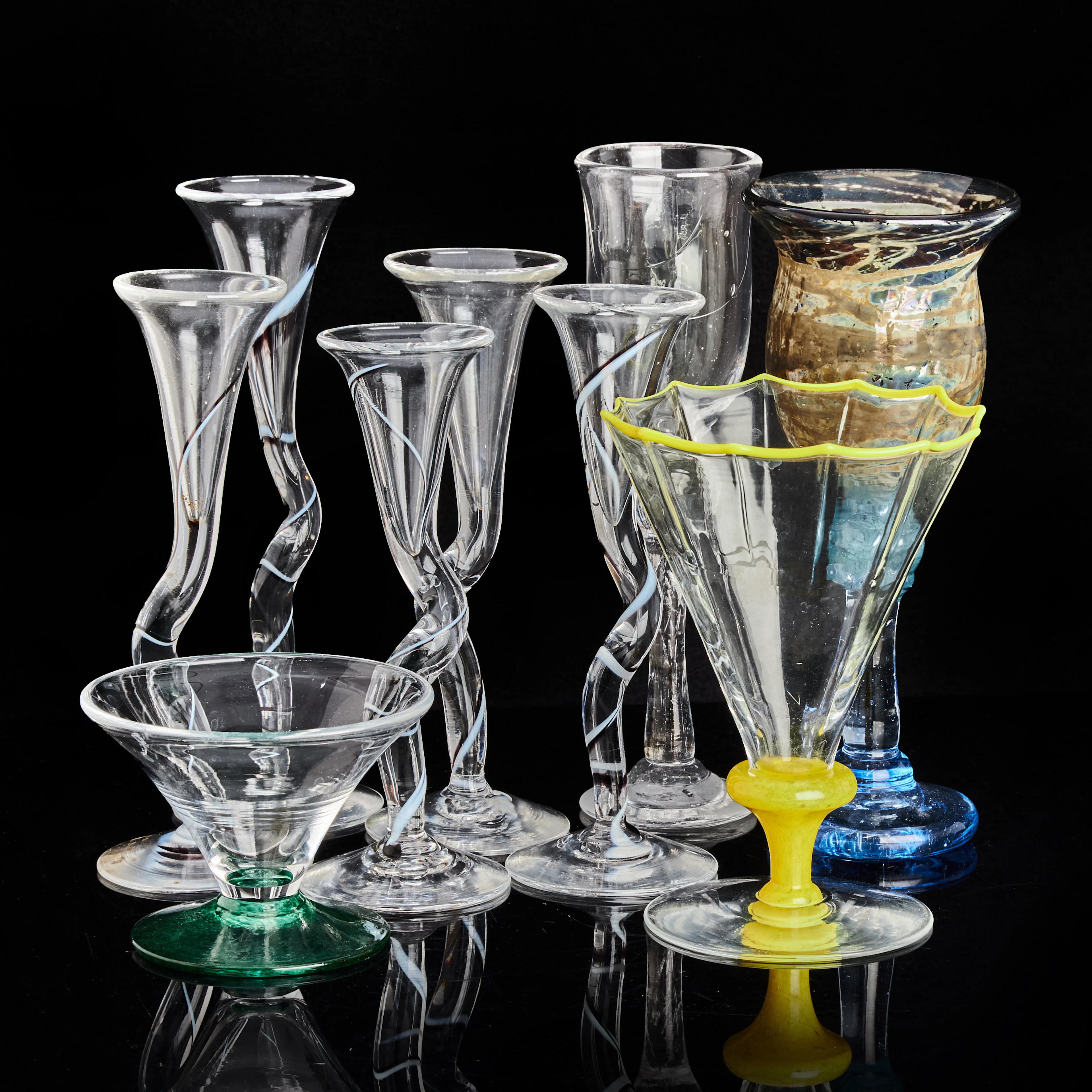 SAMLING GLAS, 9 st, bland annat Åsa Brandt och Eldoluft Glasstudio