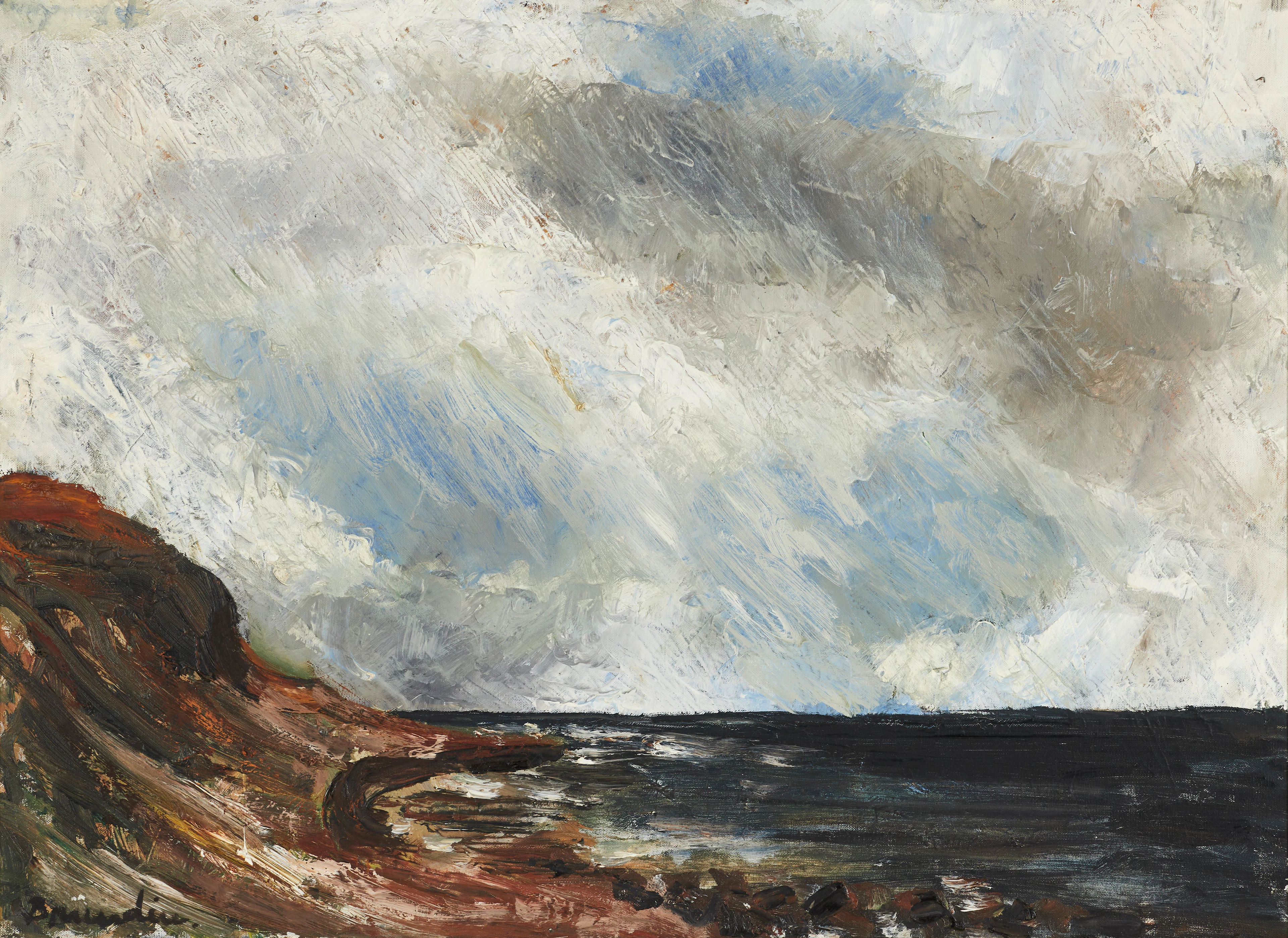 HANNA BRUNDIN (Malmö 1914-2000 Malmö), Klippor och hav - "Oväder"