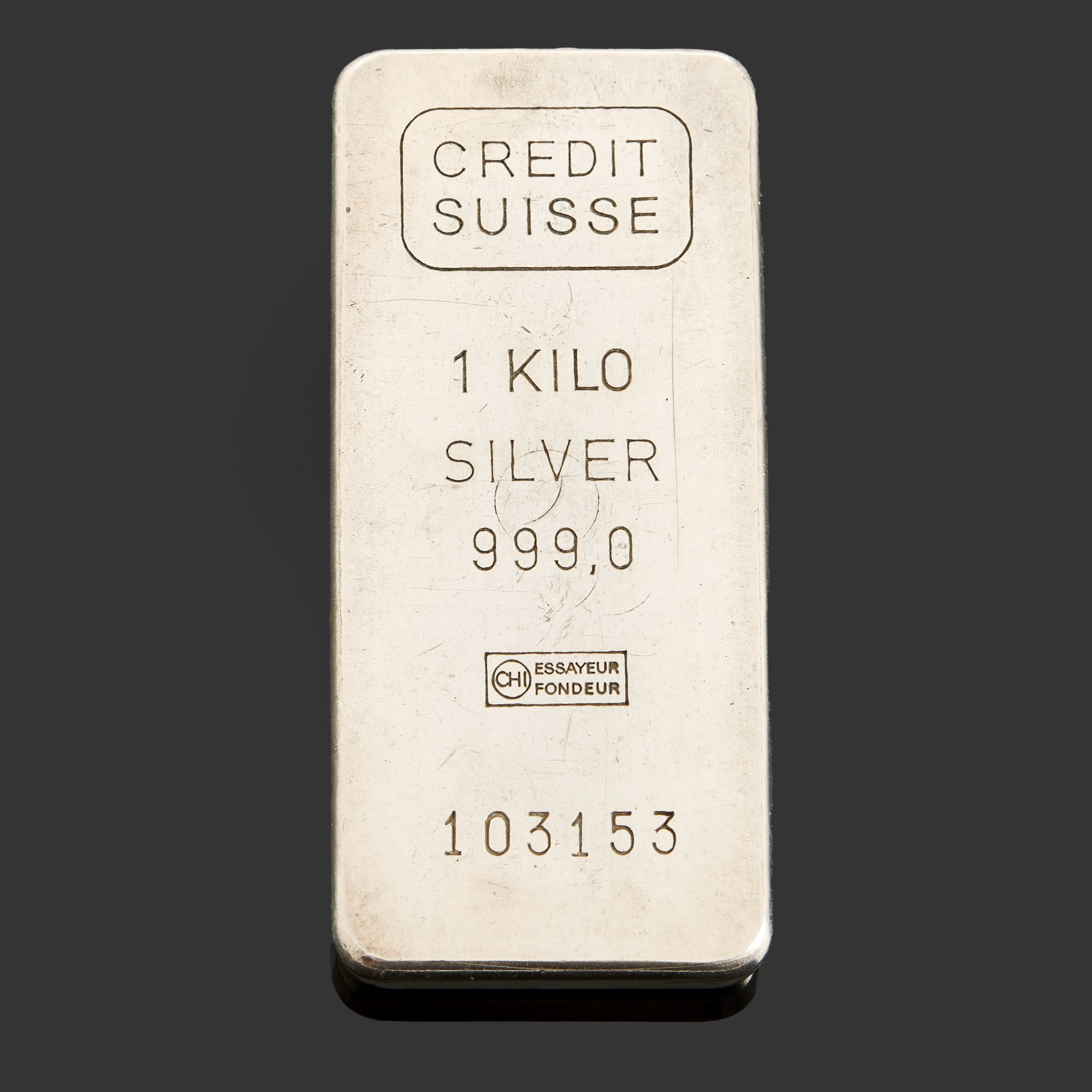 SILVERTACKA, 999,0 silver, Credit Suisse, ca 1000 gram.