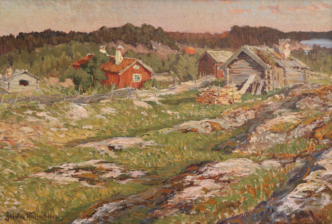 GERDA WALLANDER. LANTLIG IDYLL I SOLNEDGÅNG.