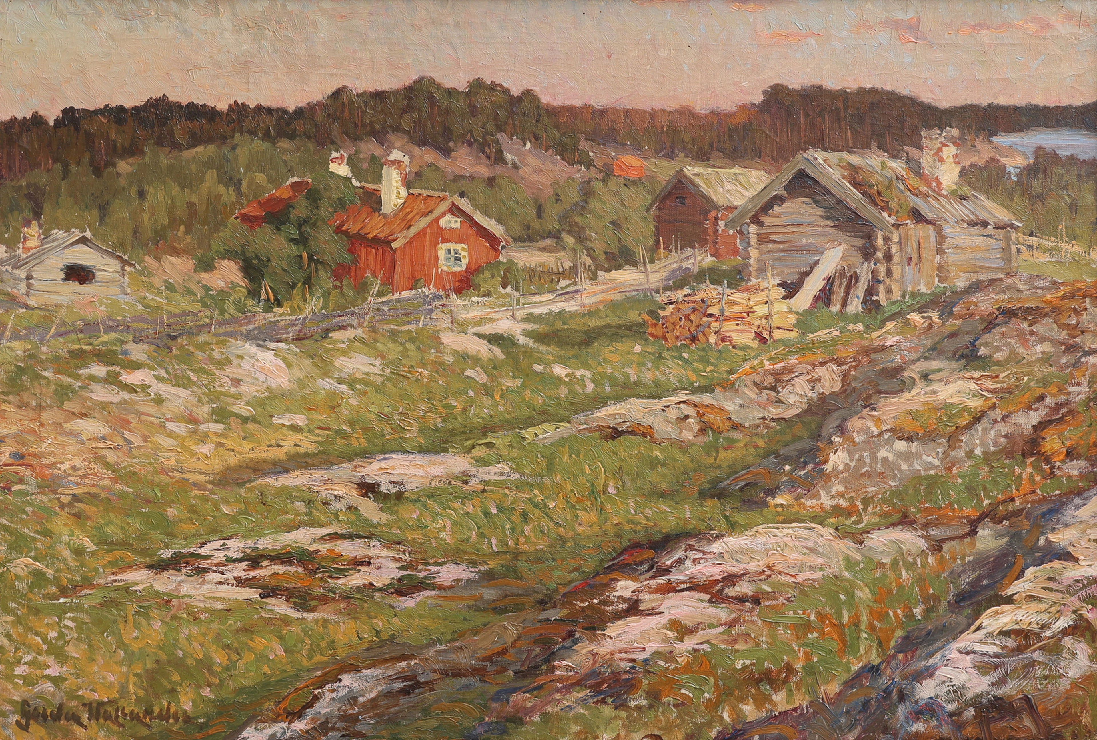 GERDA WALLANDER. LANTLIG IDYLL I SOLNEDGÅNG.
