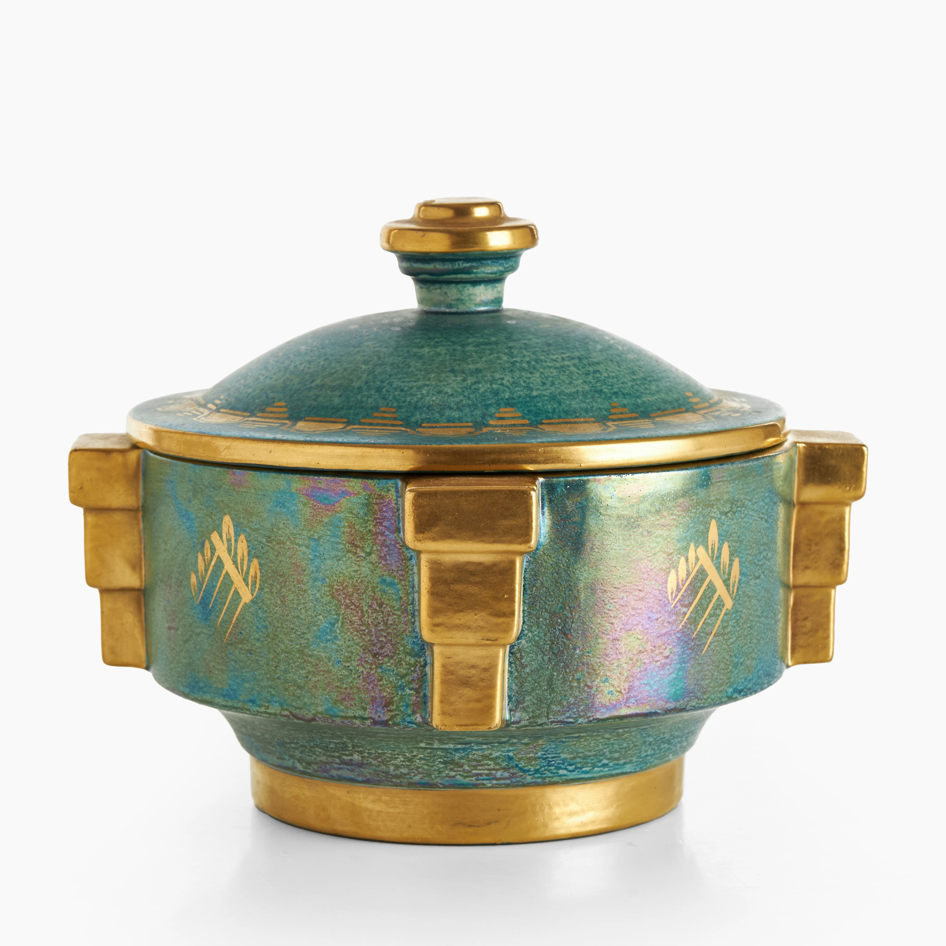 JOSEF EKBERG. Bonbonjär, Gustavsberg, 1920/30-tal, flintgods, lysterglasyr
