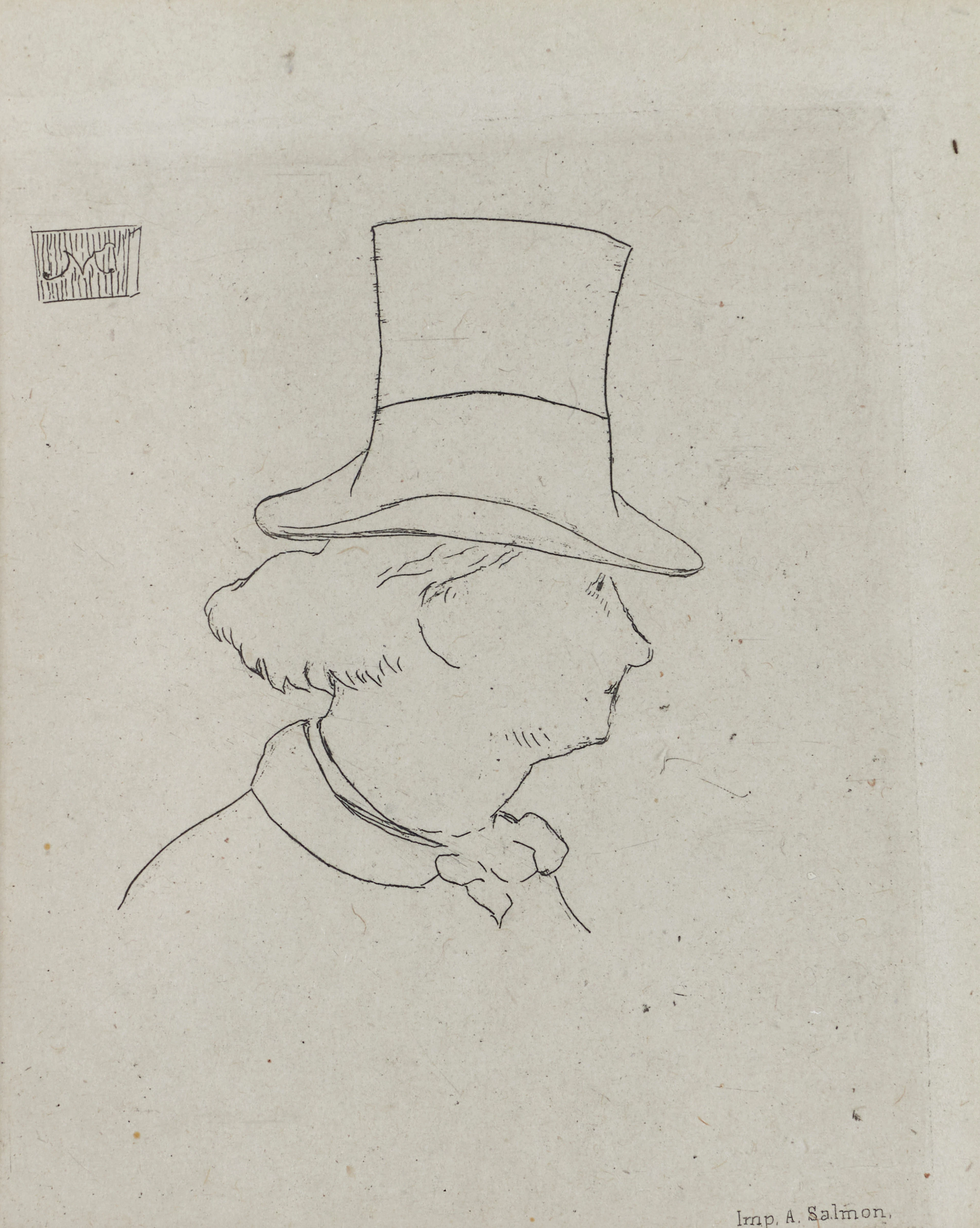 EDOUARD MANET (Frankrike, 1832-1883), "Baudelaire au profile", monogramsignerad