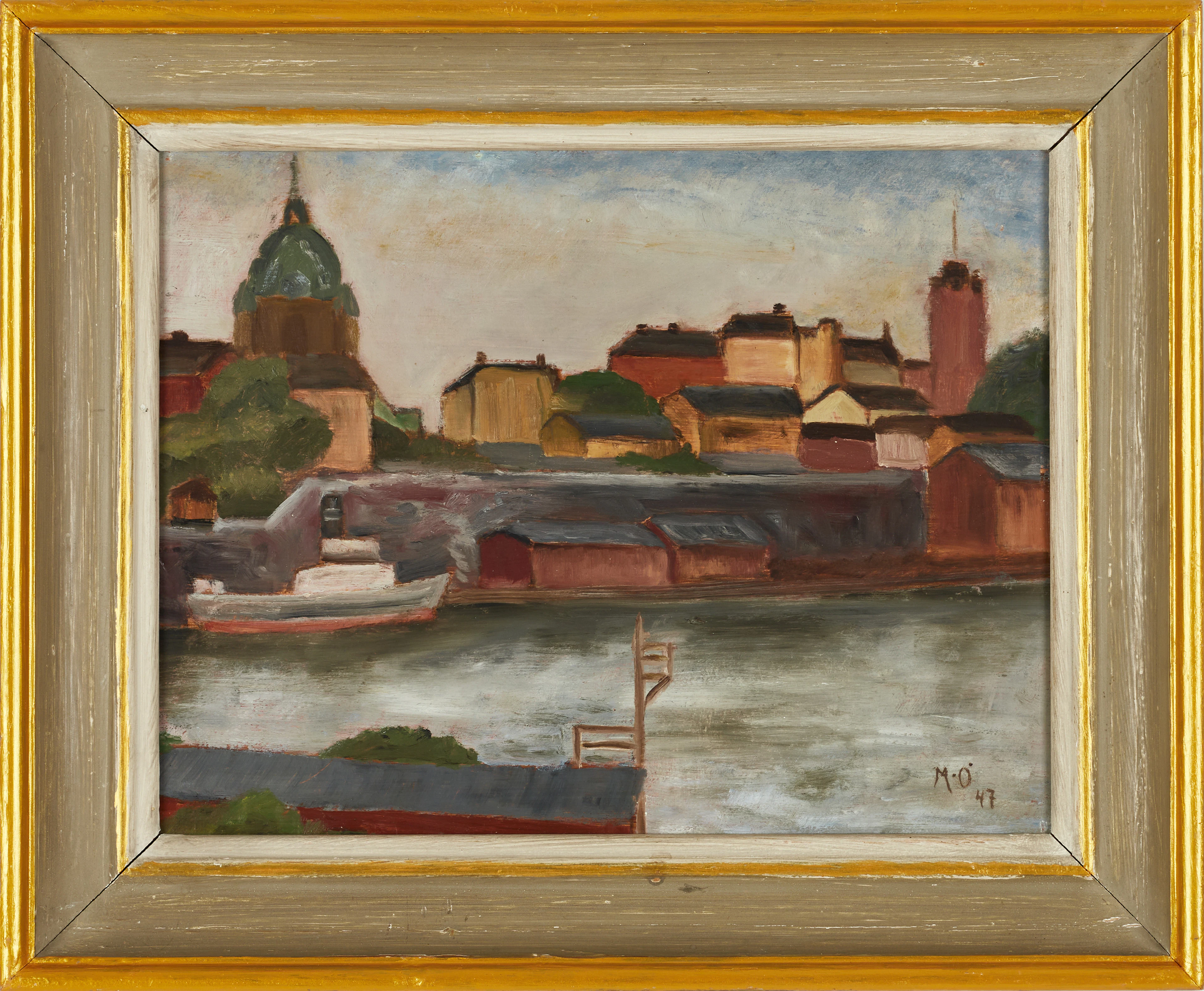 MAY ÖSTBERG (Gävle 1907- 1966 Gävle), Vy mot Stadsgården och Katarina