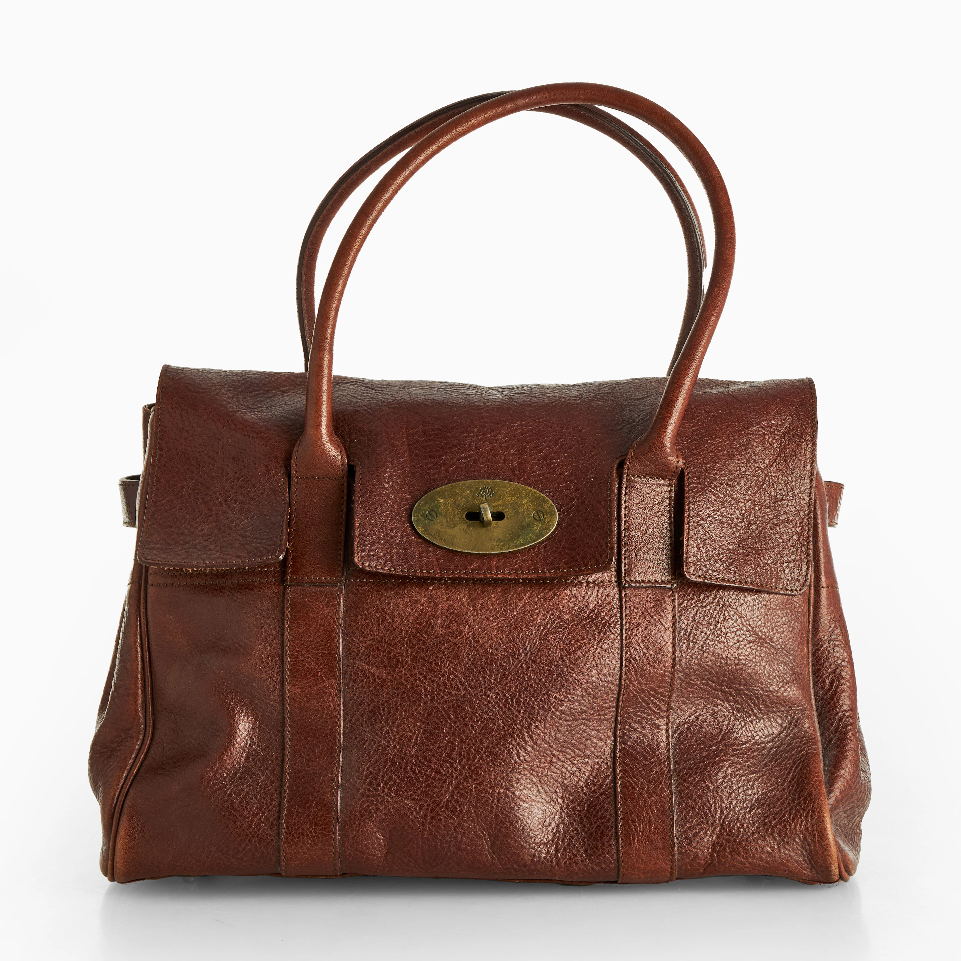 MULBERRY. Väska, "Bayswater", brunt läder, komplett lås och nyckel.