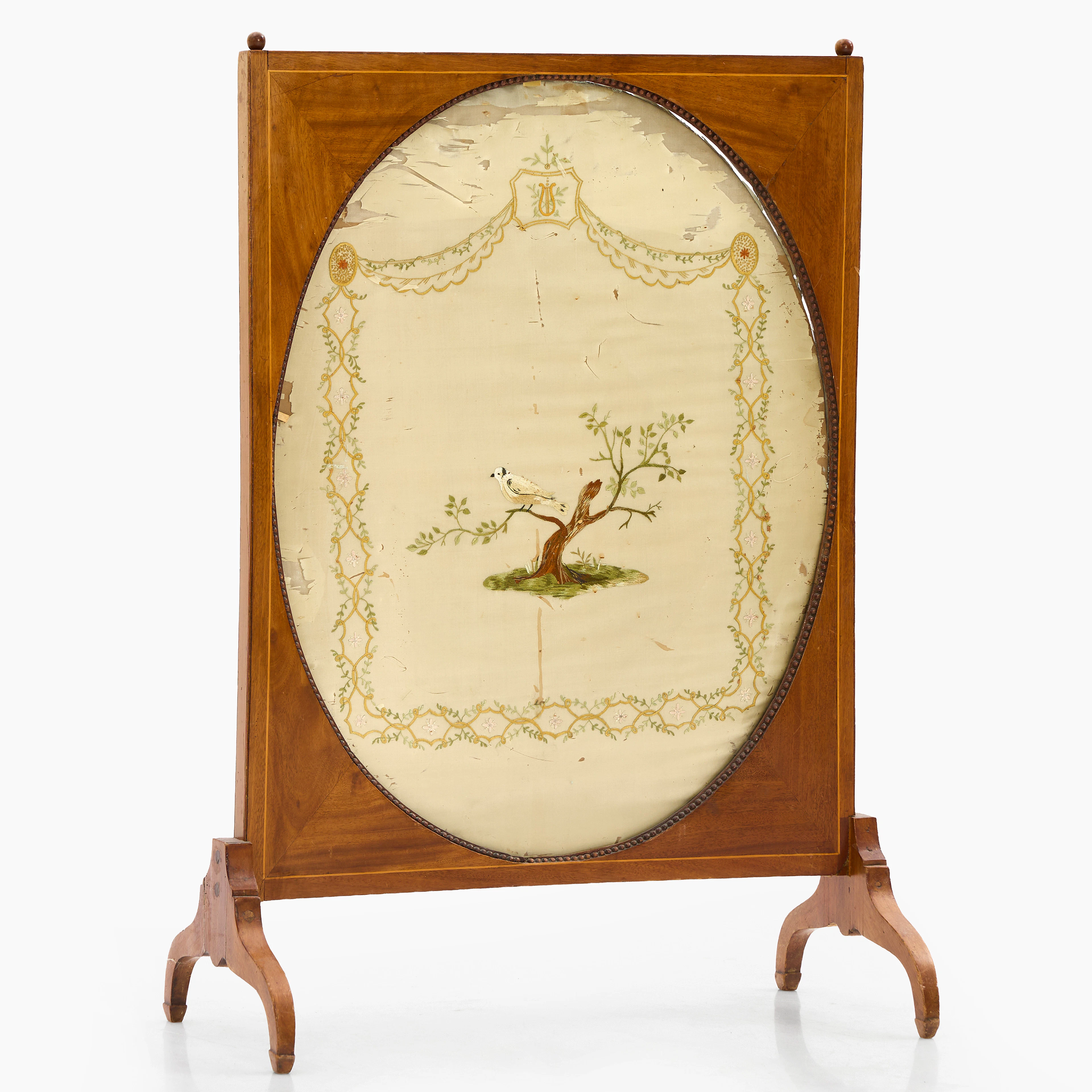 BRASSKÄRM, med sidebroderi, mahognyfanér, empire, 1800-talets första hälft.