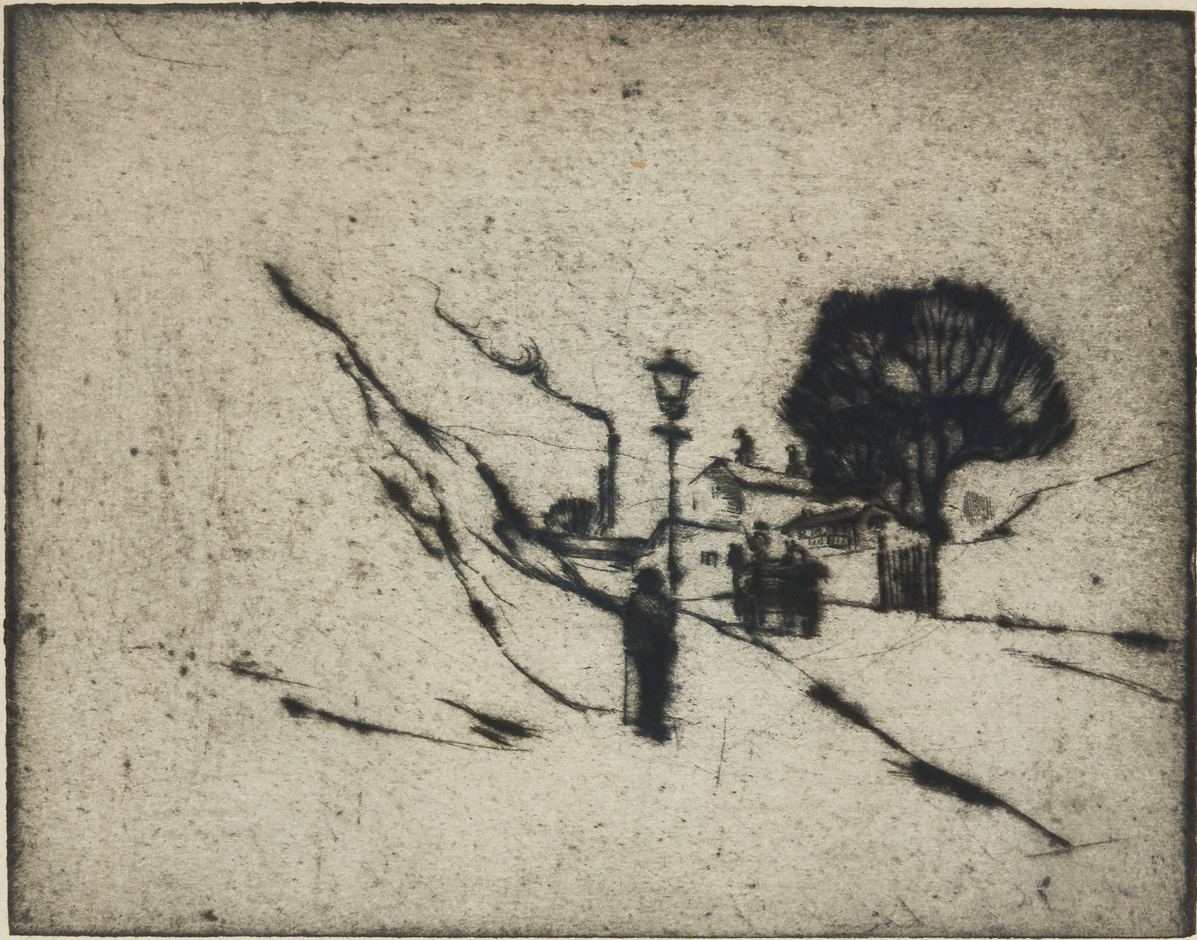 ERIC DETTHOW (1888-1952). Gatumotiv, signerad och daterad Detthow 18, torrnål.