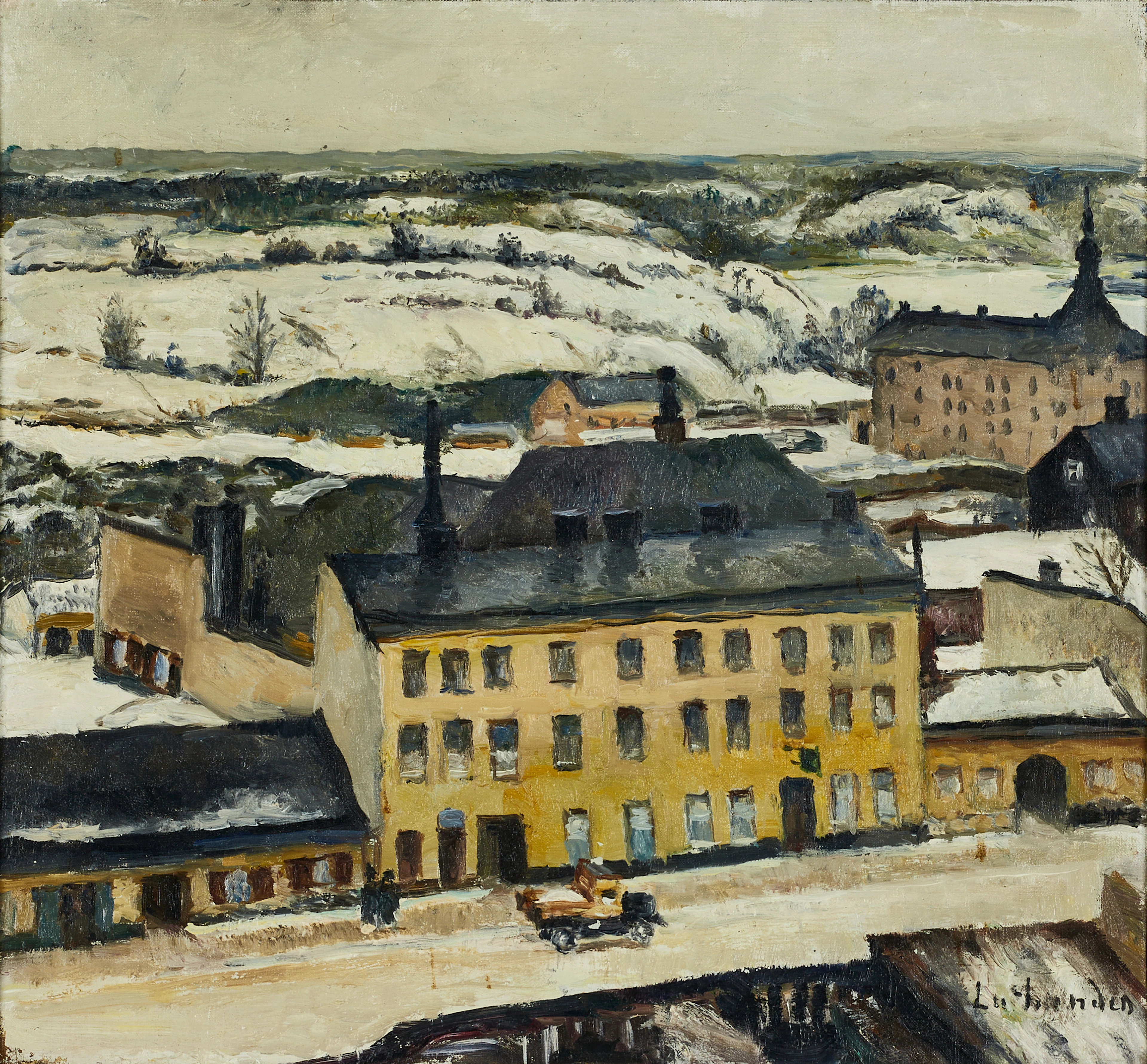 CARL LUTHANDER (1879-1967). Vy över Hornsgatan mot Tantolunden - Stockholm