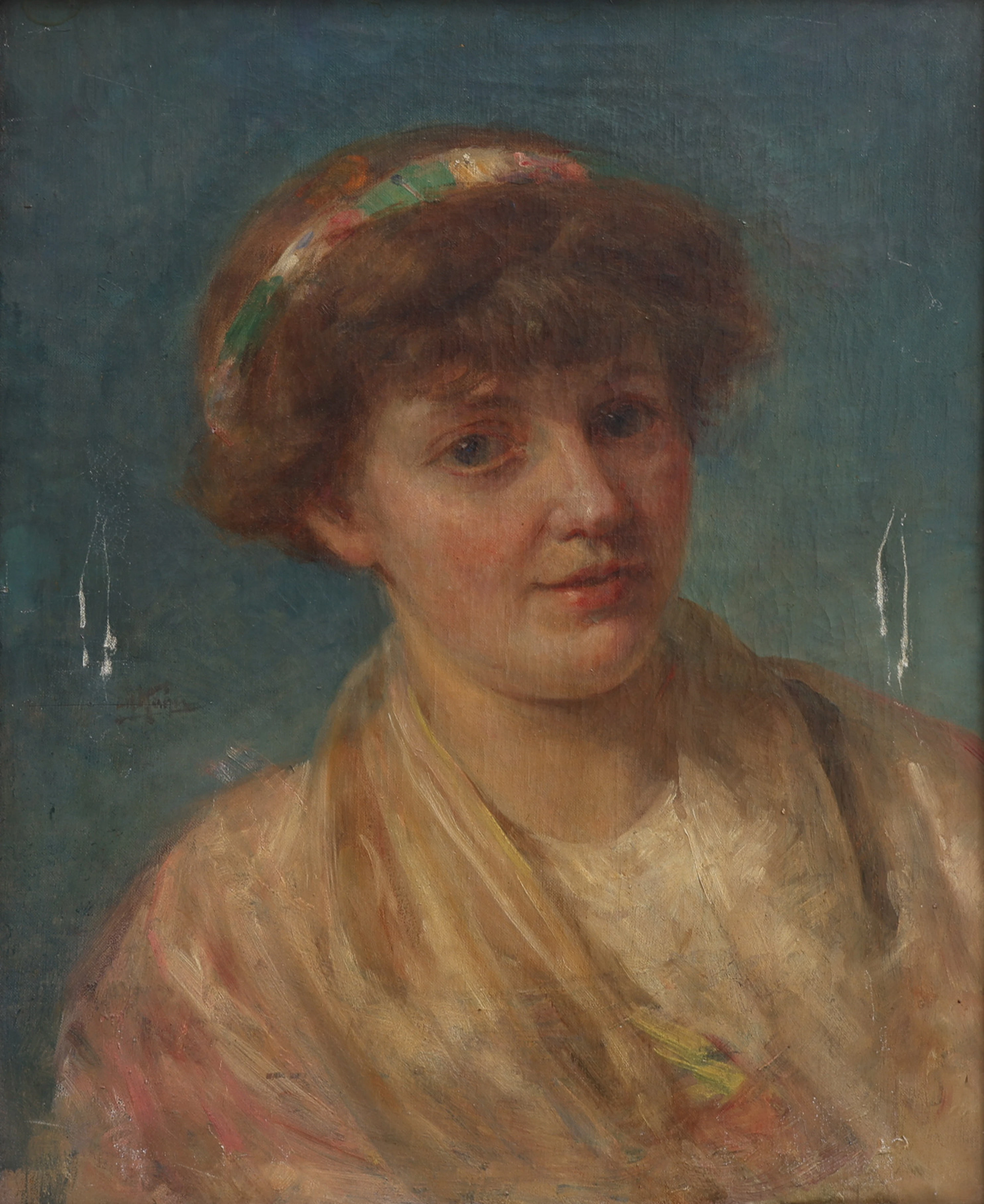 KURT KÜHN 1880-1957. OLJA PÅ DUK, PORTRÄTT, TIDIGT 1900-TAL, SIGNERAD.