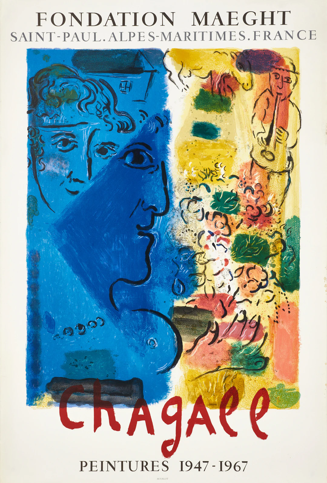 MARC CHAGALL. "Affiche d'exposition (Profil bleu)", Fondation maeght