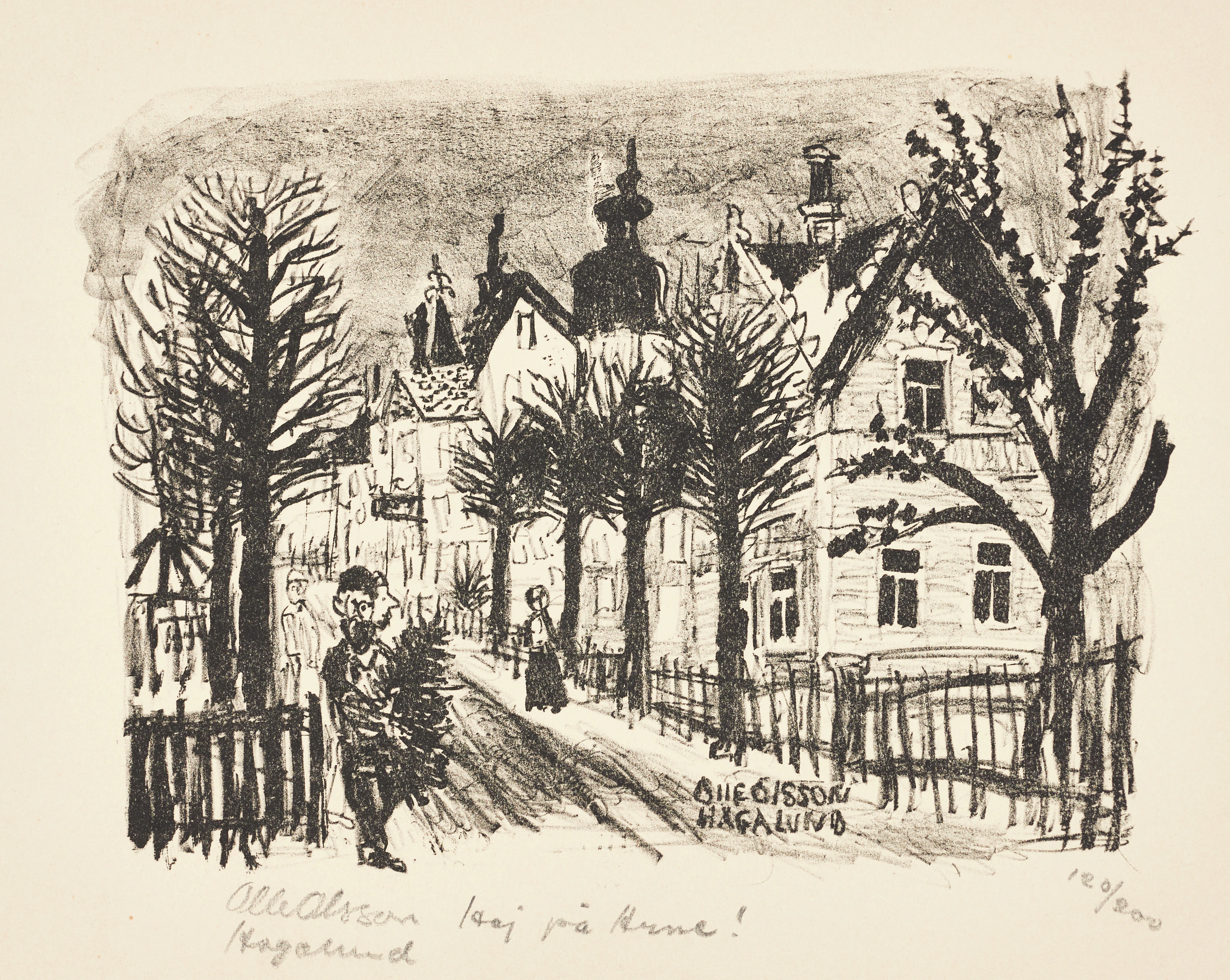 OLLE OLSSON-HAGALUND (1904-1972). "Hagalund", ("Mannen med julgran")