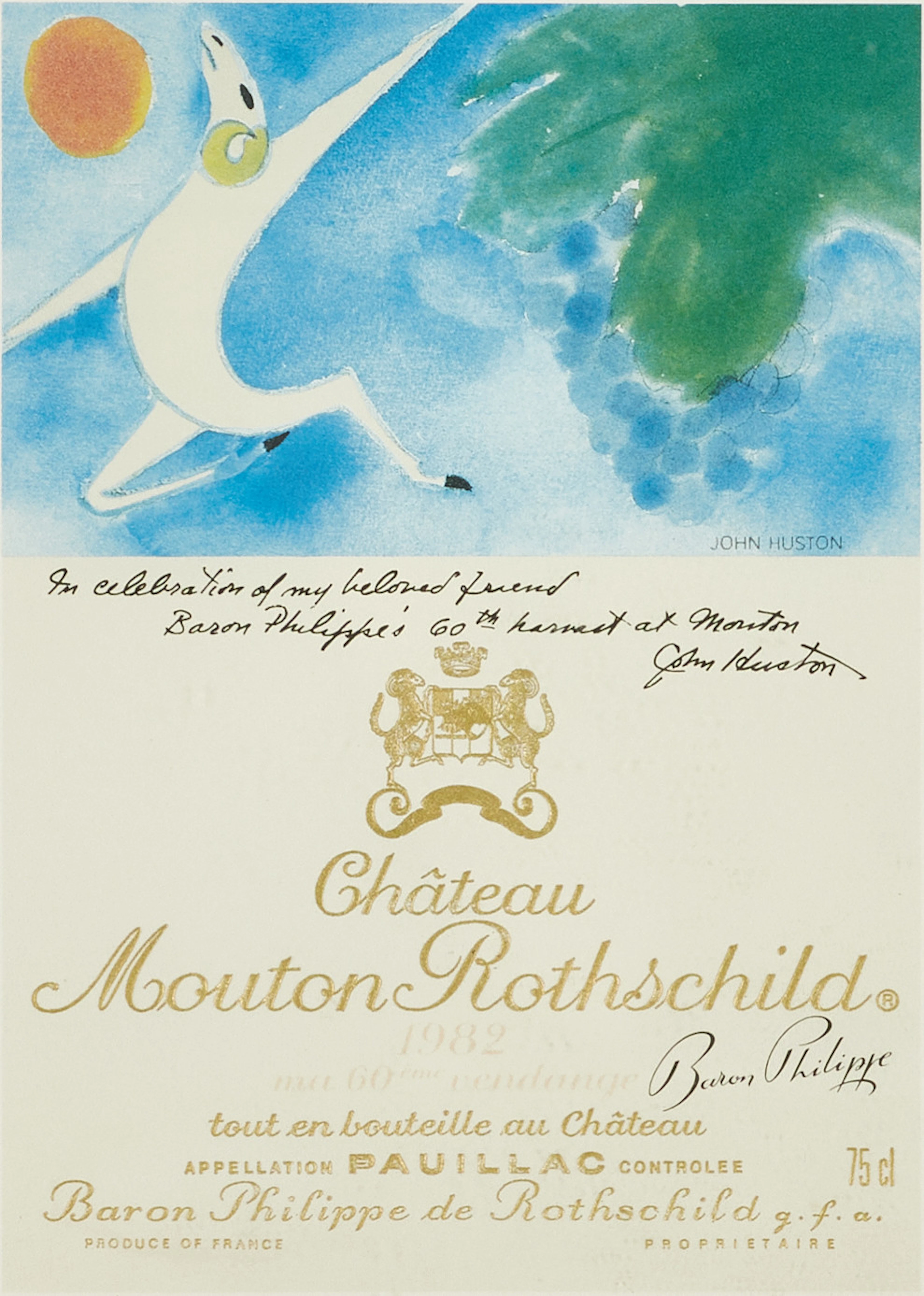 CHATEAU MOUTON ROTHSCHILD, vinetiketter (6 st), offsettryck.