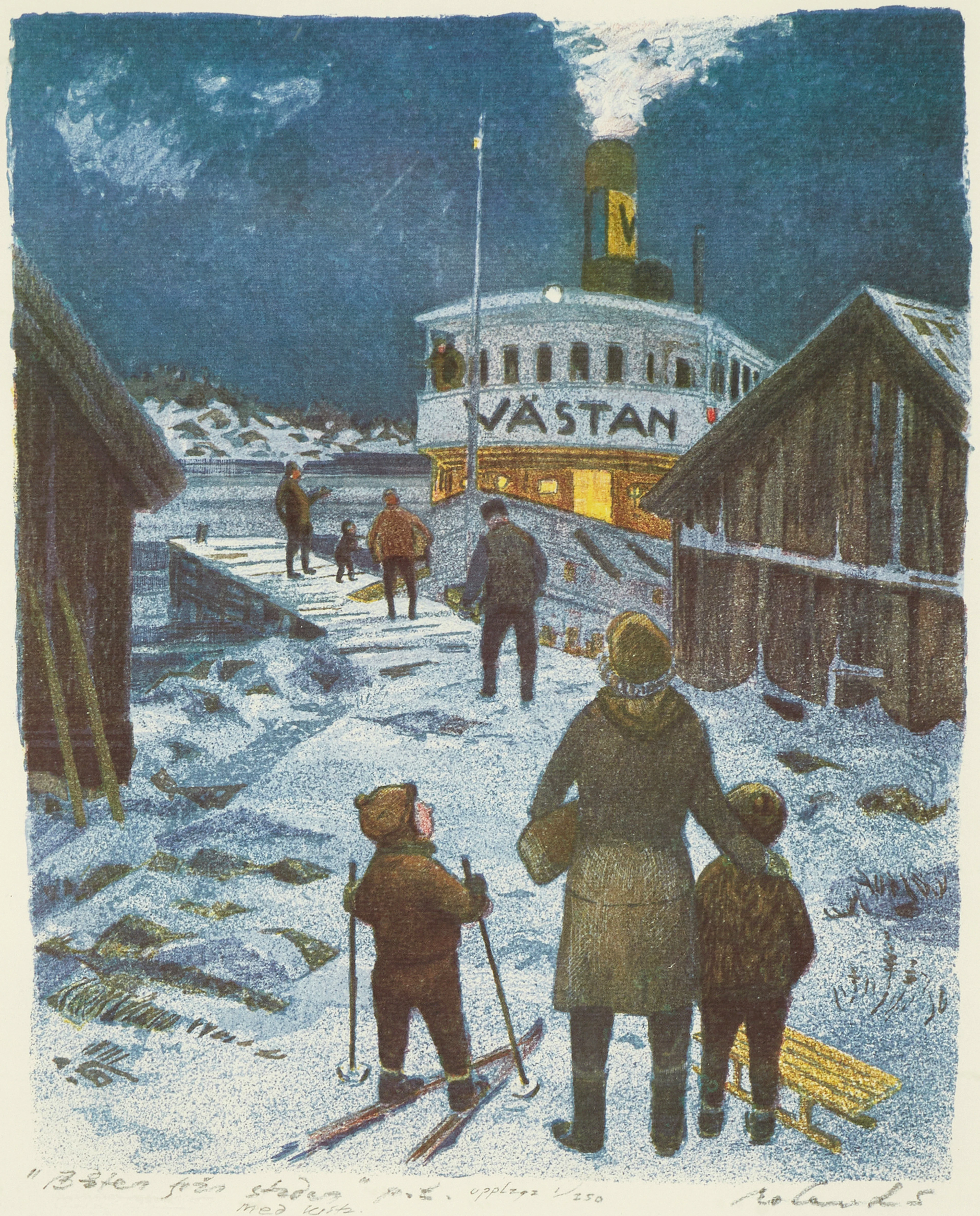 ROLAND SVENSSON (1910-2003). "Båten från staden - Västan", signerad
