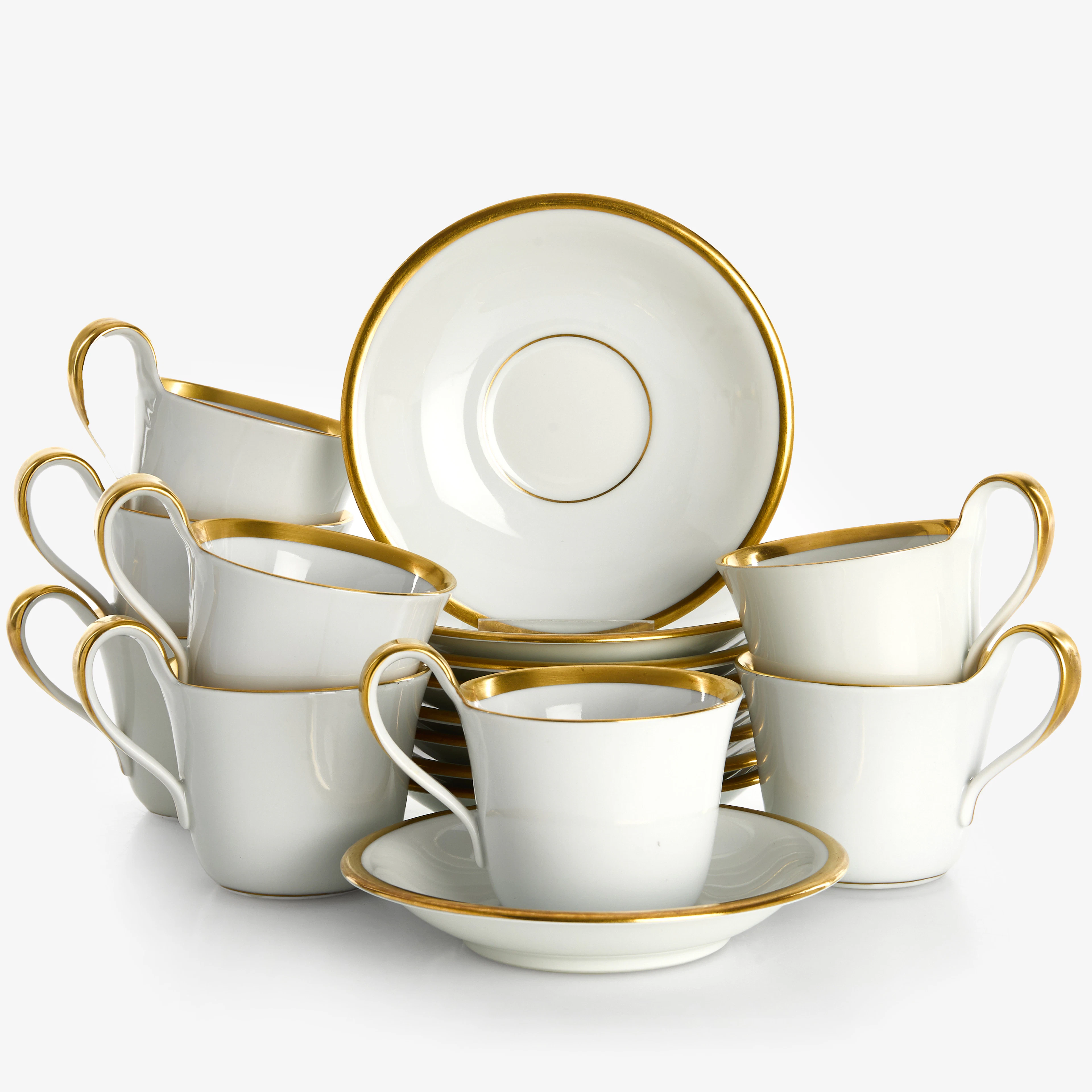 SIGVARD BERNADOTTE (SVERIGE, 1907–2002). Kaffekoppar med fat, 8 st