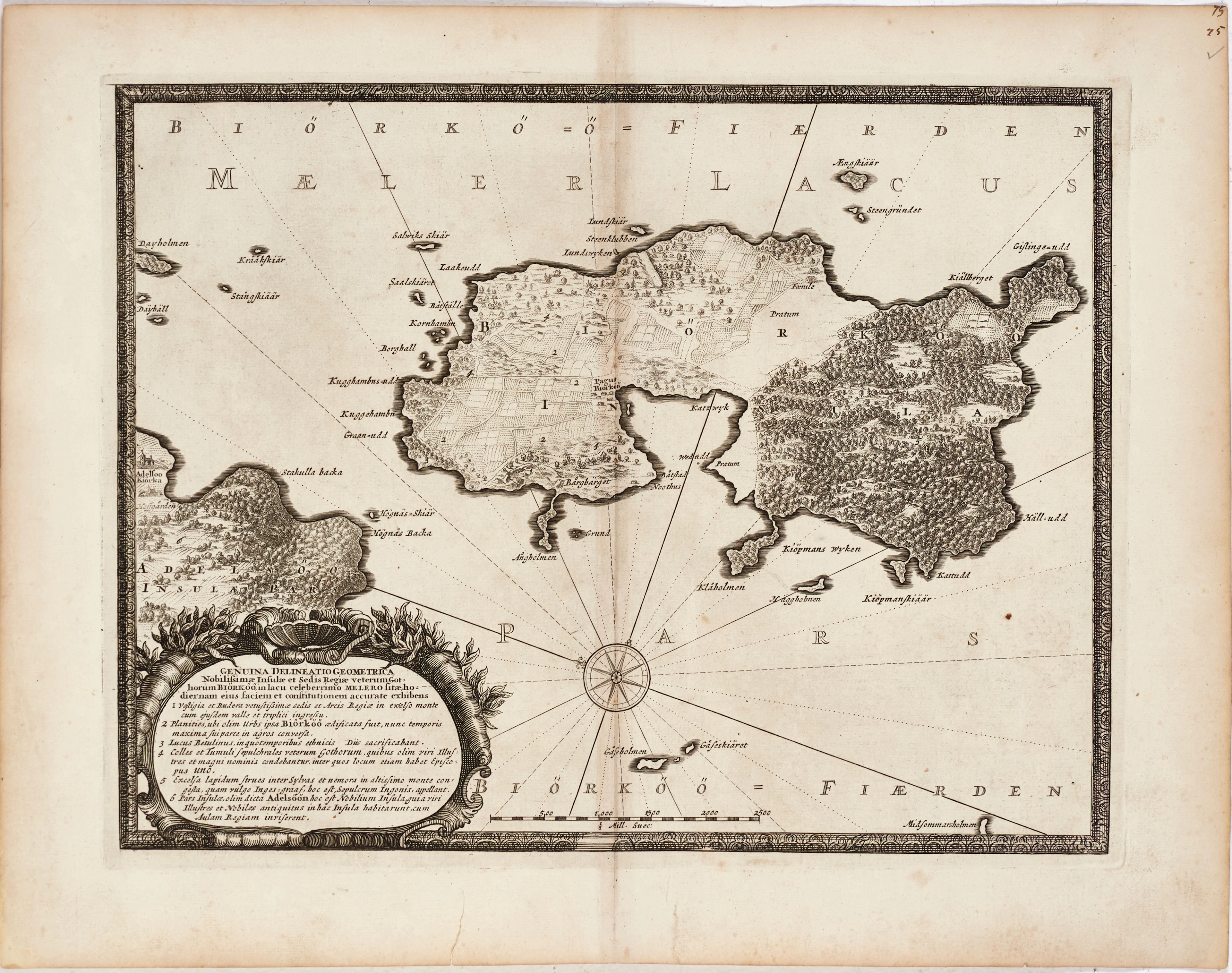 DAHLBERG, Biörkö, ca 1700. DE FER, plan de Narva, ca 1701. OIDENTIFIERAD