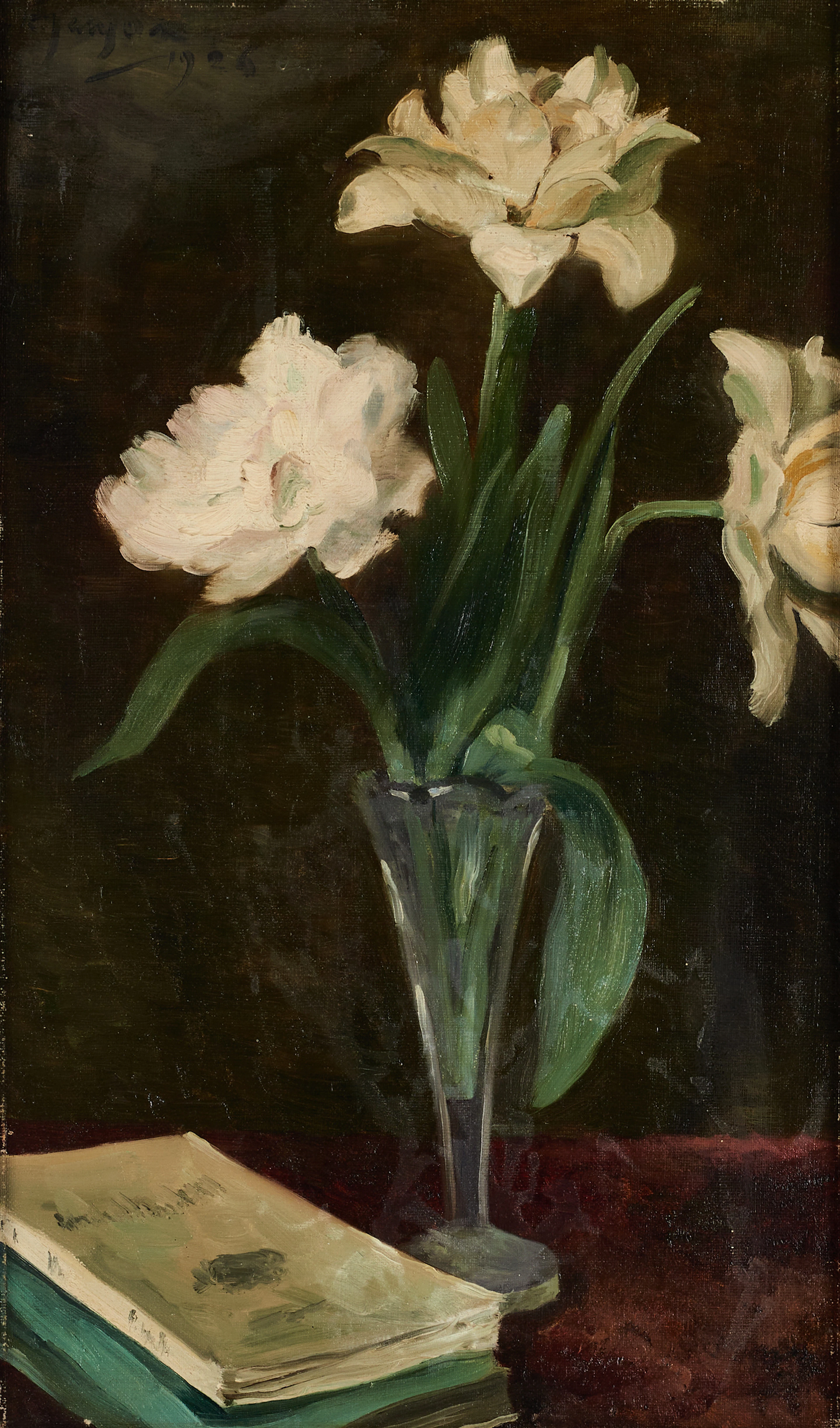 KNUT JANSON (Sverige, 1882-1966), Tulpaner med bok, signerad och daterad