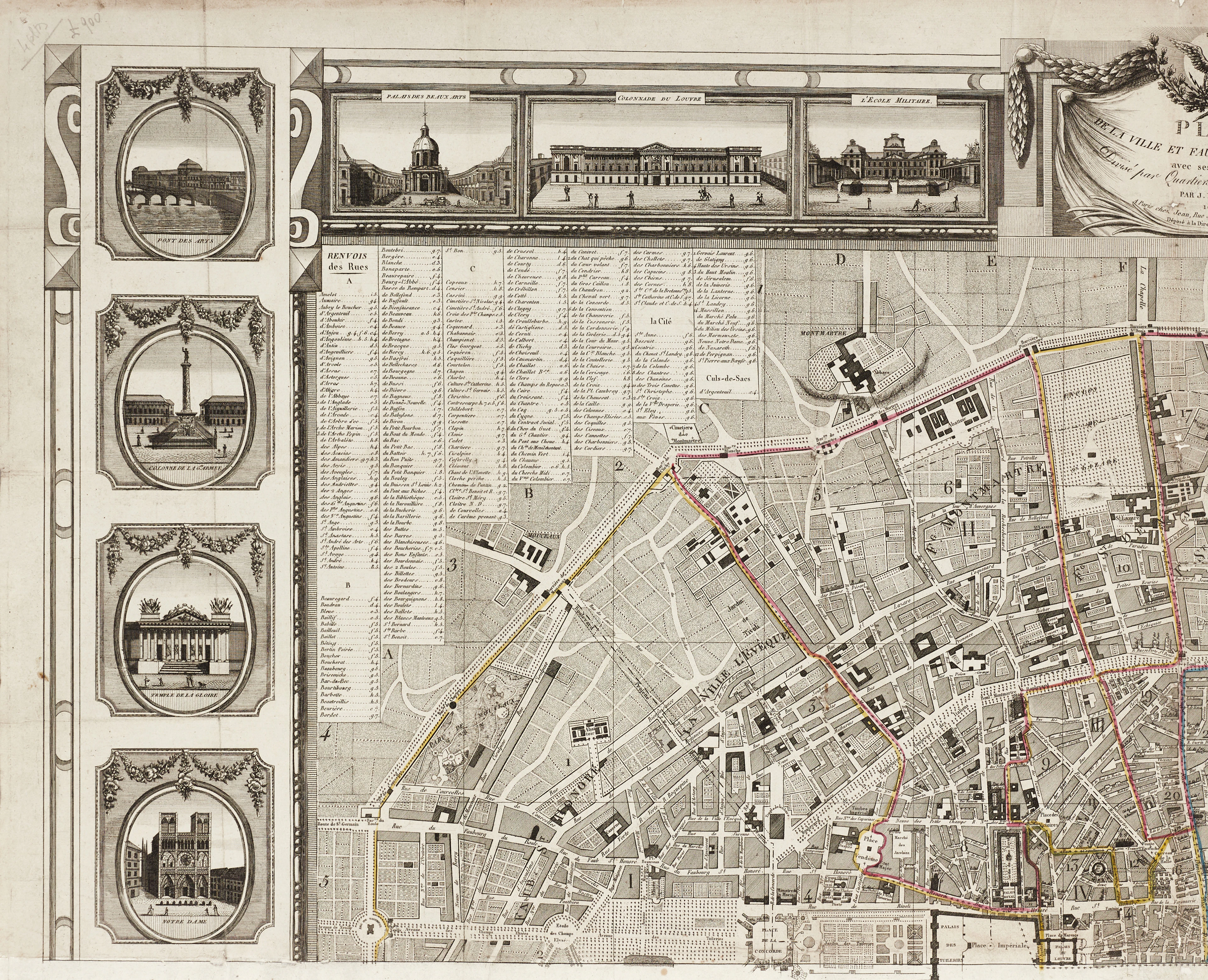 BONNISEL/JEAN, Plan de la Ville ett Fabourgs de Paris, 1814.