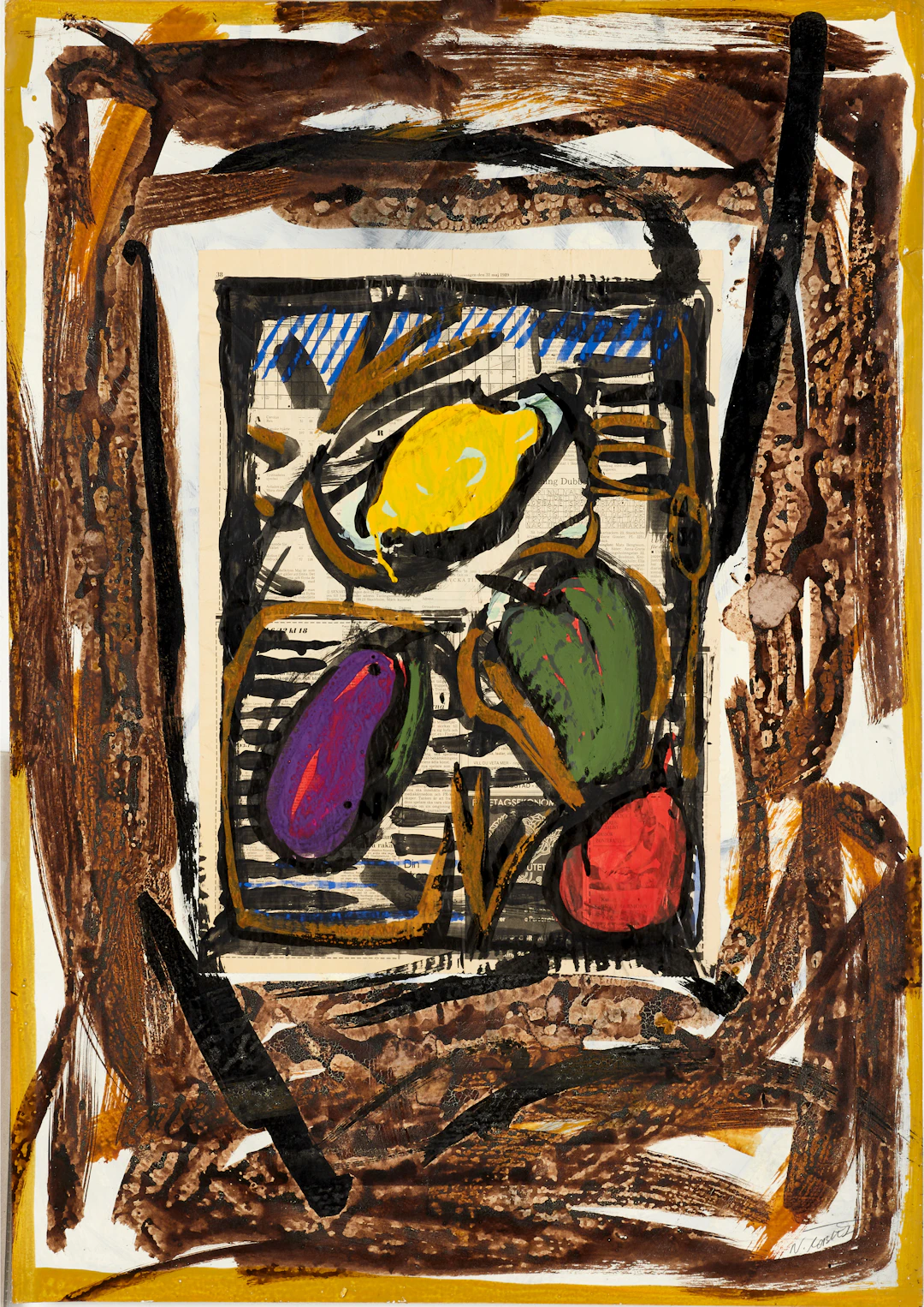 OIDENTIFIERAD KONSTNÄR, Komposition, signerad, mixed media.