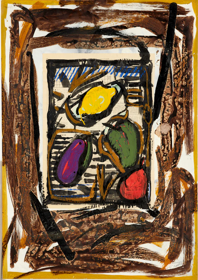 ORBERT NOBLES. Komposition, signerad, mixed media.