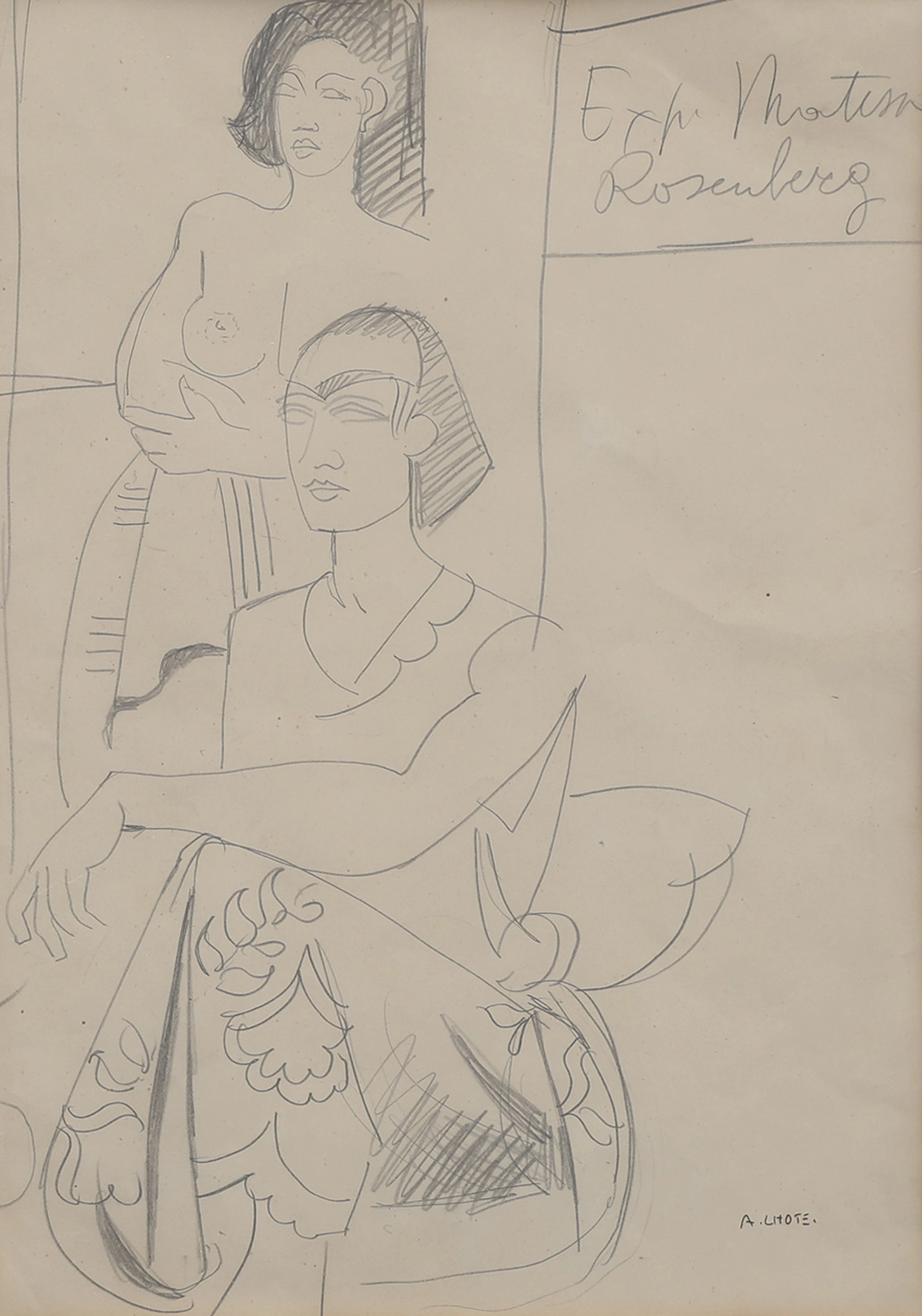 ANDRÉ LHOTE 1885-1962. GRAFIT PÅ PAPPER, FIGURKOMPOSITION, SIGNERAD