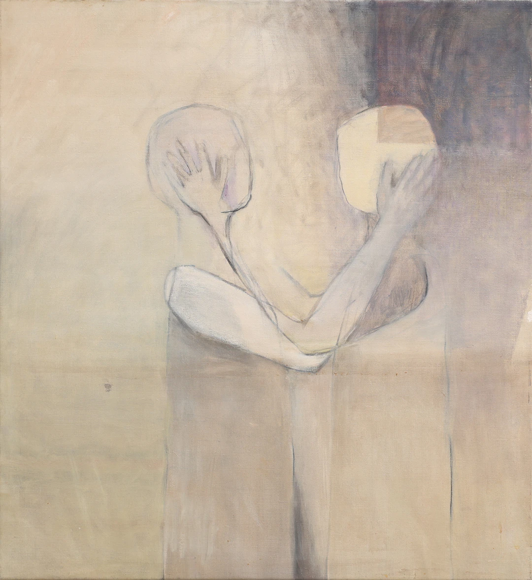 STINA EBERS 1962-2025. OLJA PÅ DUK, FIGURKOMPOSITION, OSIGNERAD.