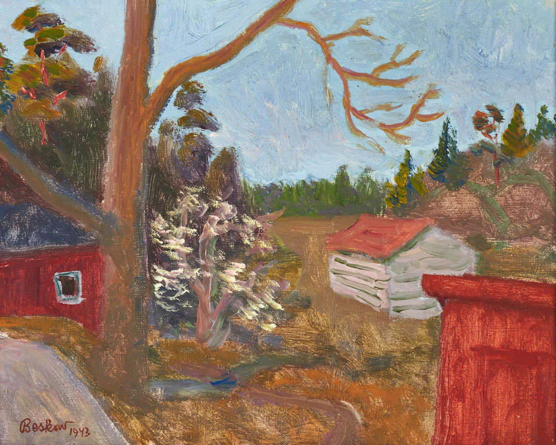 BO BESKOW (1906–1989). Stuga vid skogen, signerad och daterad Beskow