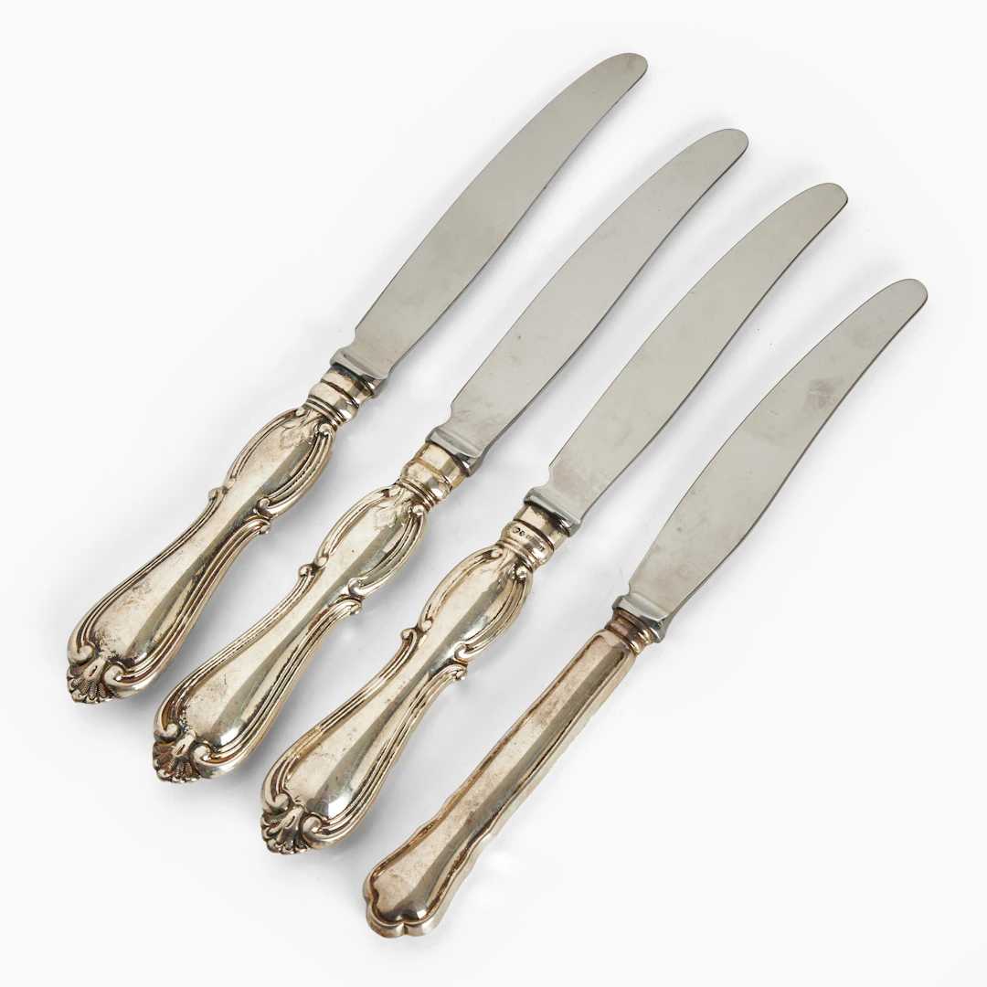 KNIVAR, 4 delar, silver, blad i rostfritt stål, två olika modeller, GAB.