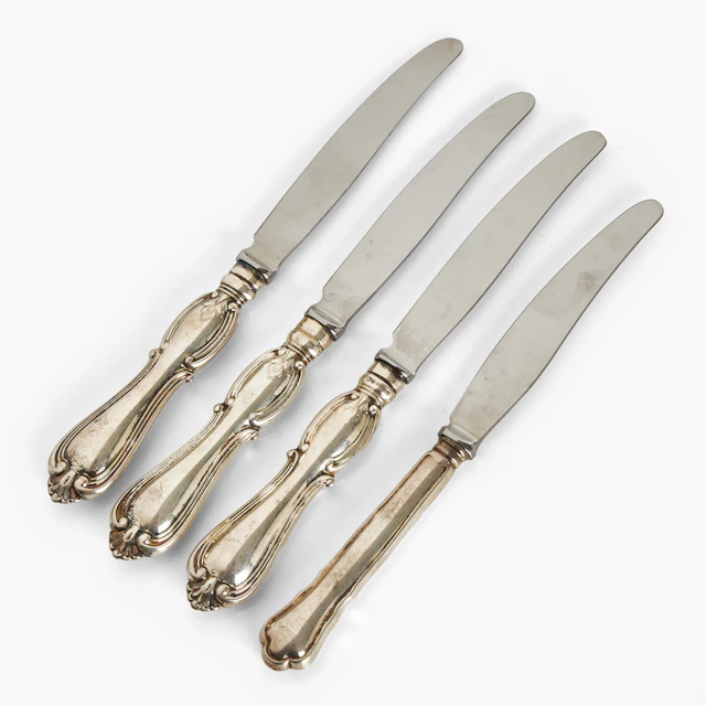 KNIVAR, 4 delar, silver, blad i rostfritt stål, två olika modeller, GAB.