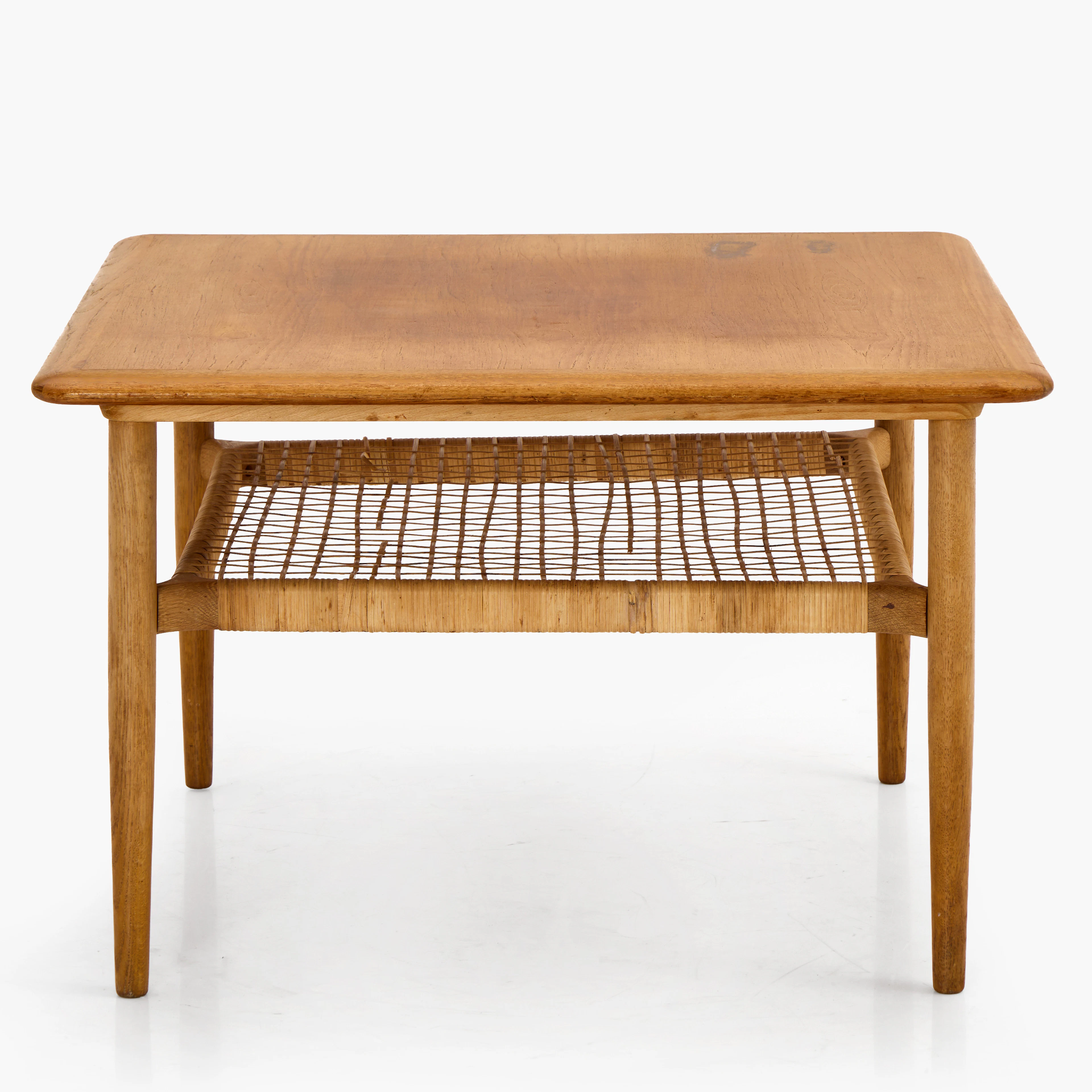 SOFFBORD, Jason, teak med rottinghylla.