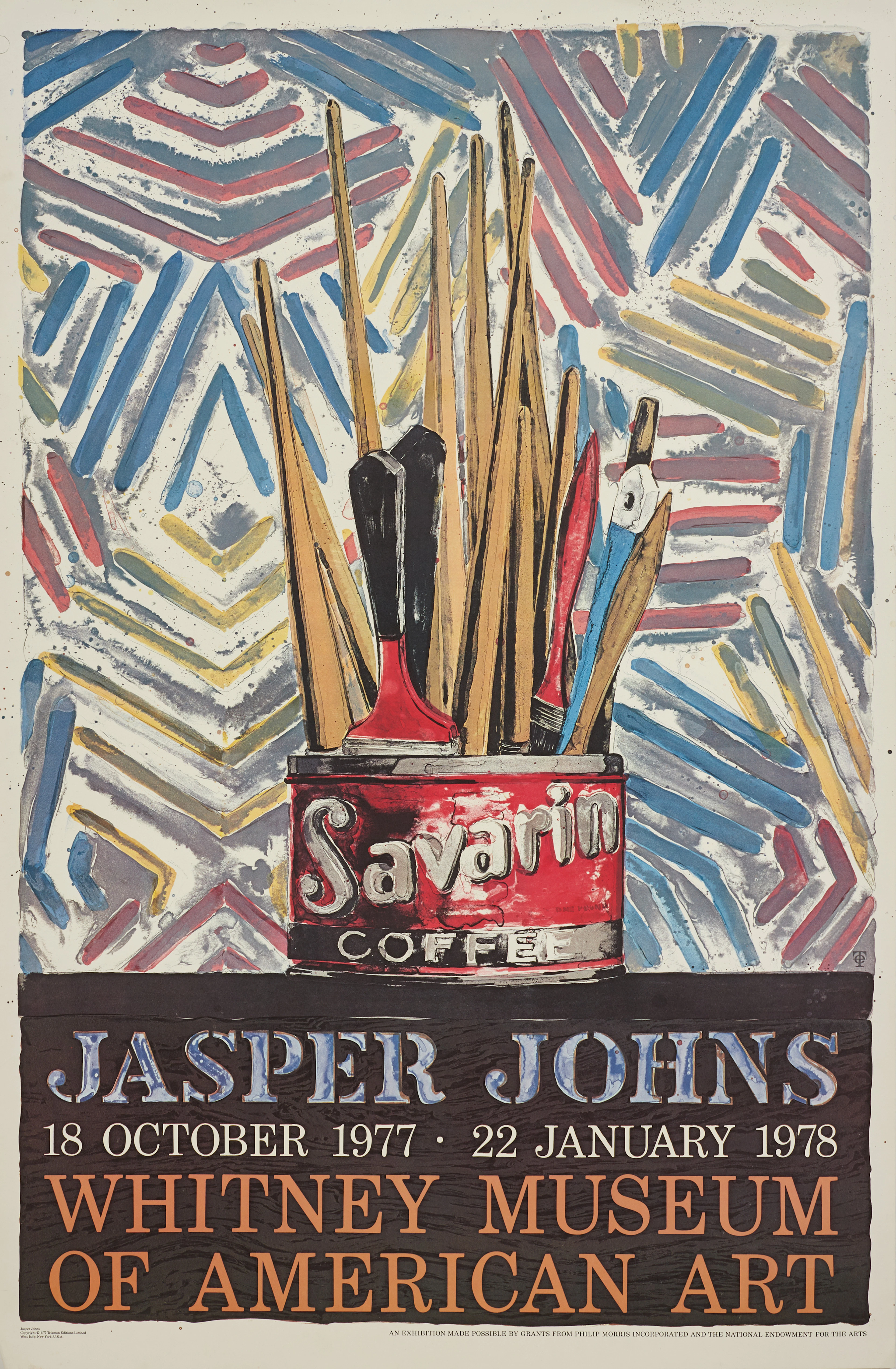 JESPER JOHNS. Utställningsaffisch, "Savarin", 1977-1978, Whitney Museum