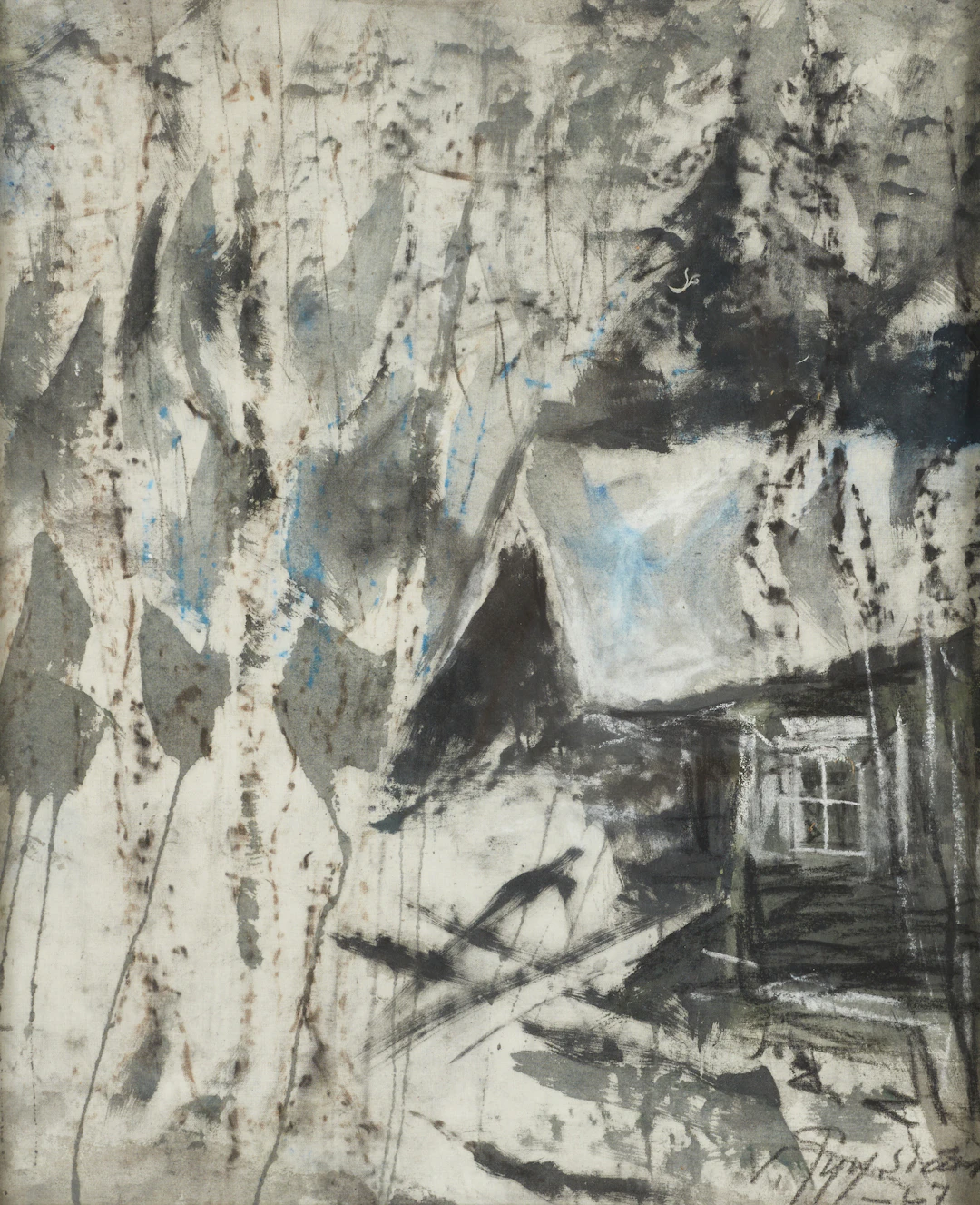 VALDEMAR PYYSIÄINEN (FINLAND, 1902–1978). Landskap med stuga, signerad