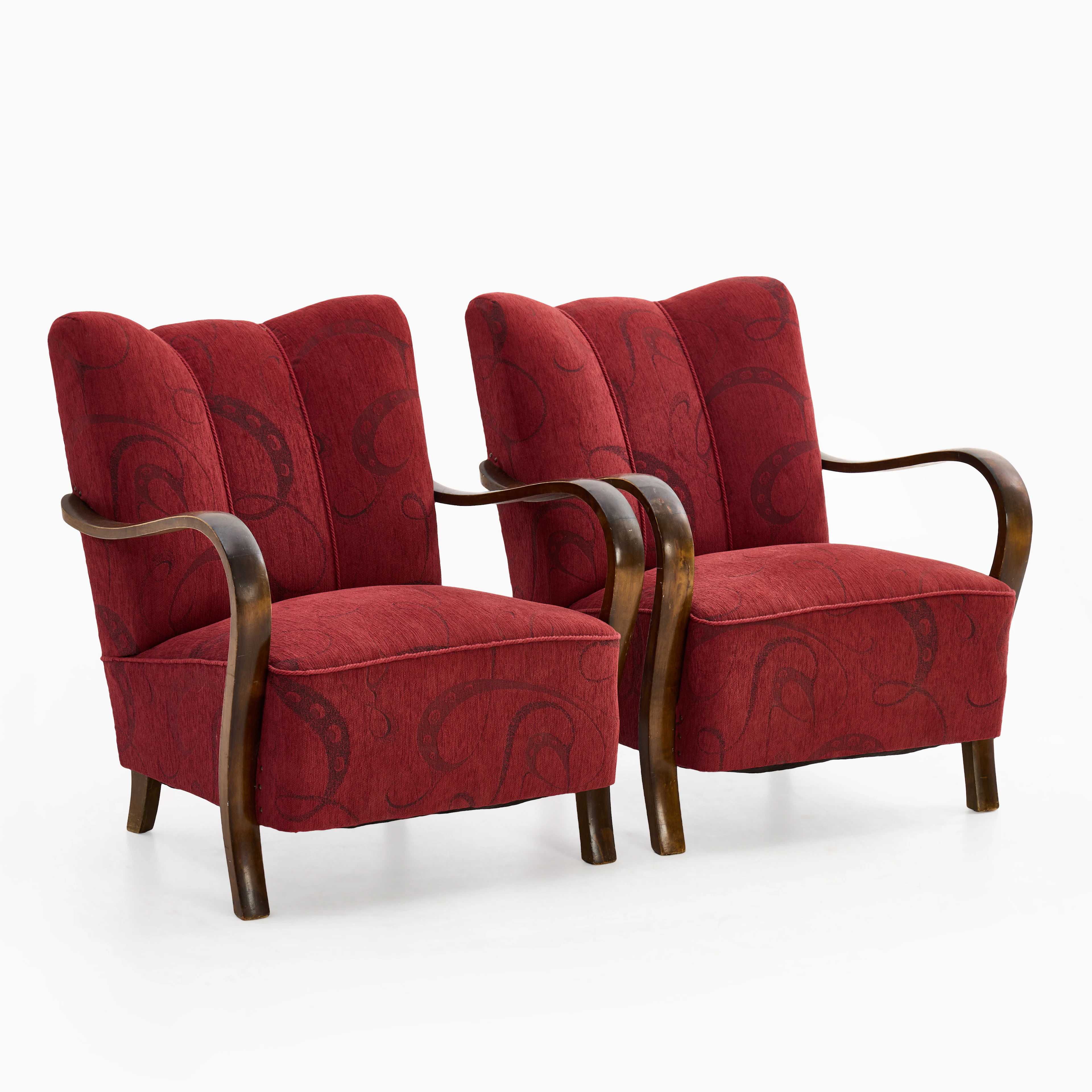 FÅTÖLJER, ett par, 1930/40-tal, björkfanér. Swedish Modern.