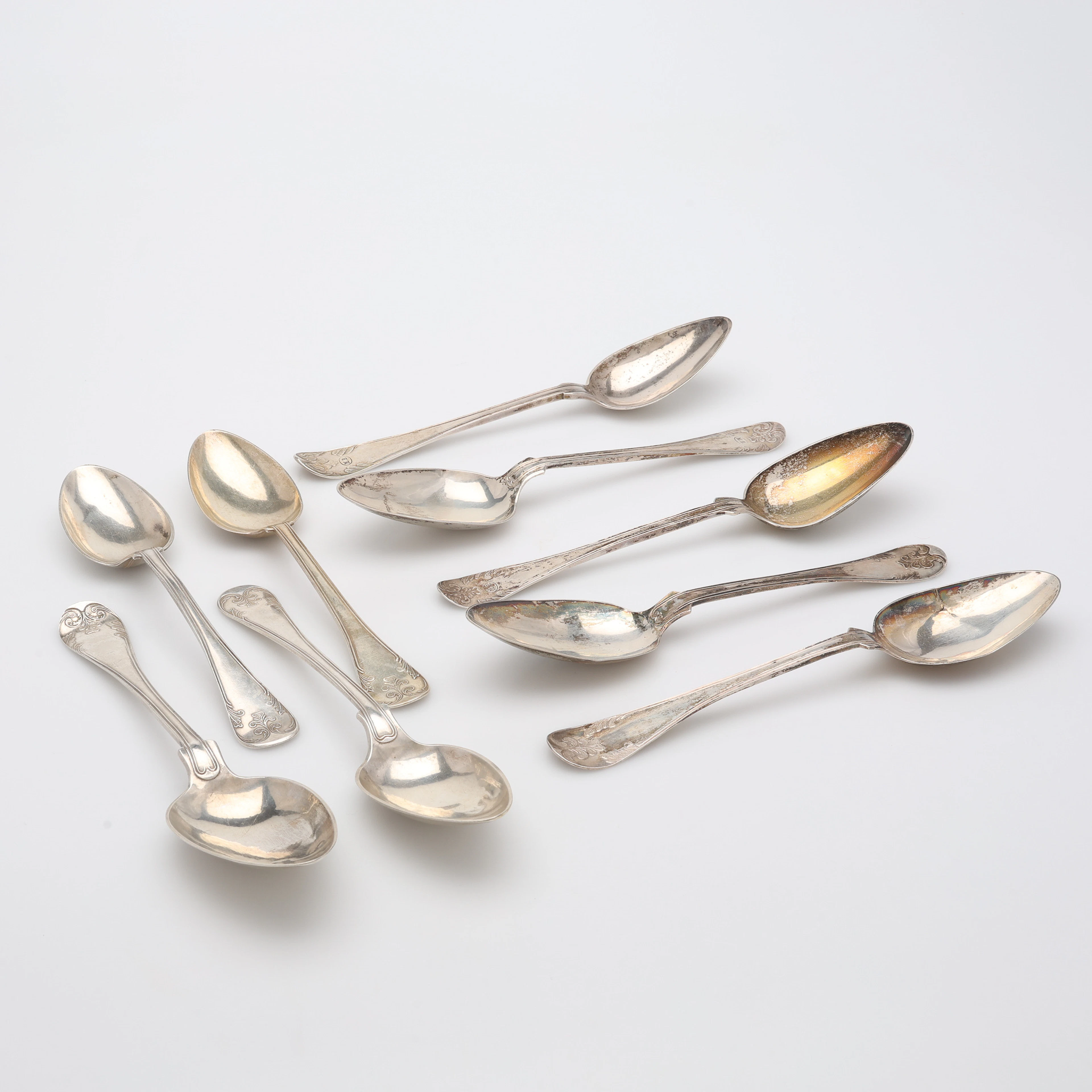 MATSKEDAR, 9 ST, SILVER, GAMMAL FRANSK, KALMAR & SUNDSVALL, 18/1900-TAL