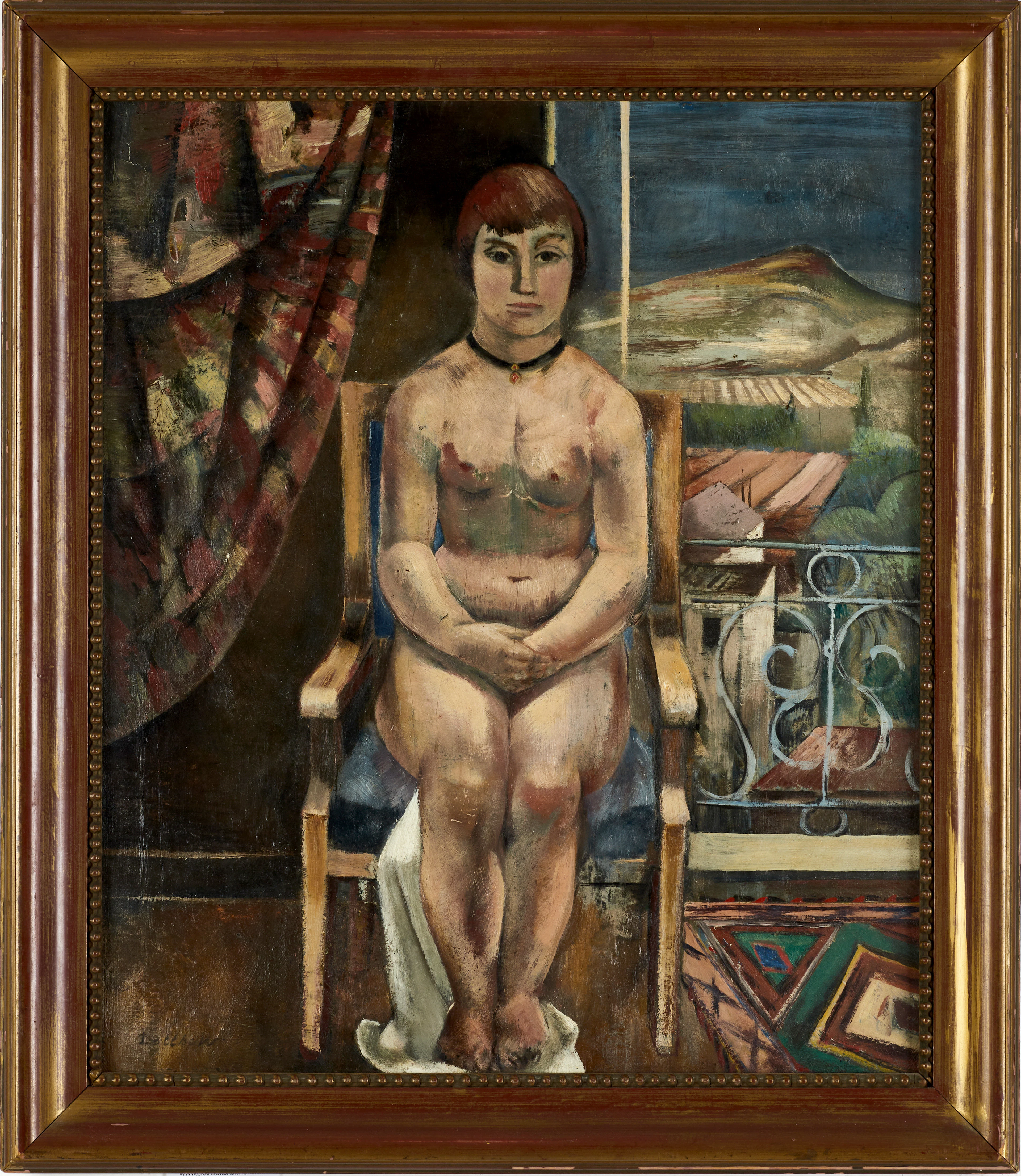 ERIC DETTHOW (Sverige, 1888-1952): Sittande modell vid draperi, signerad