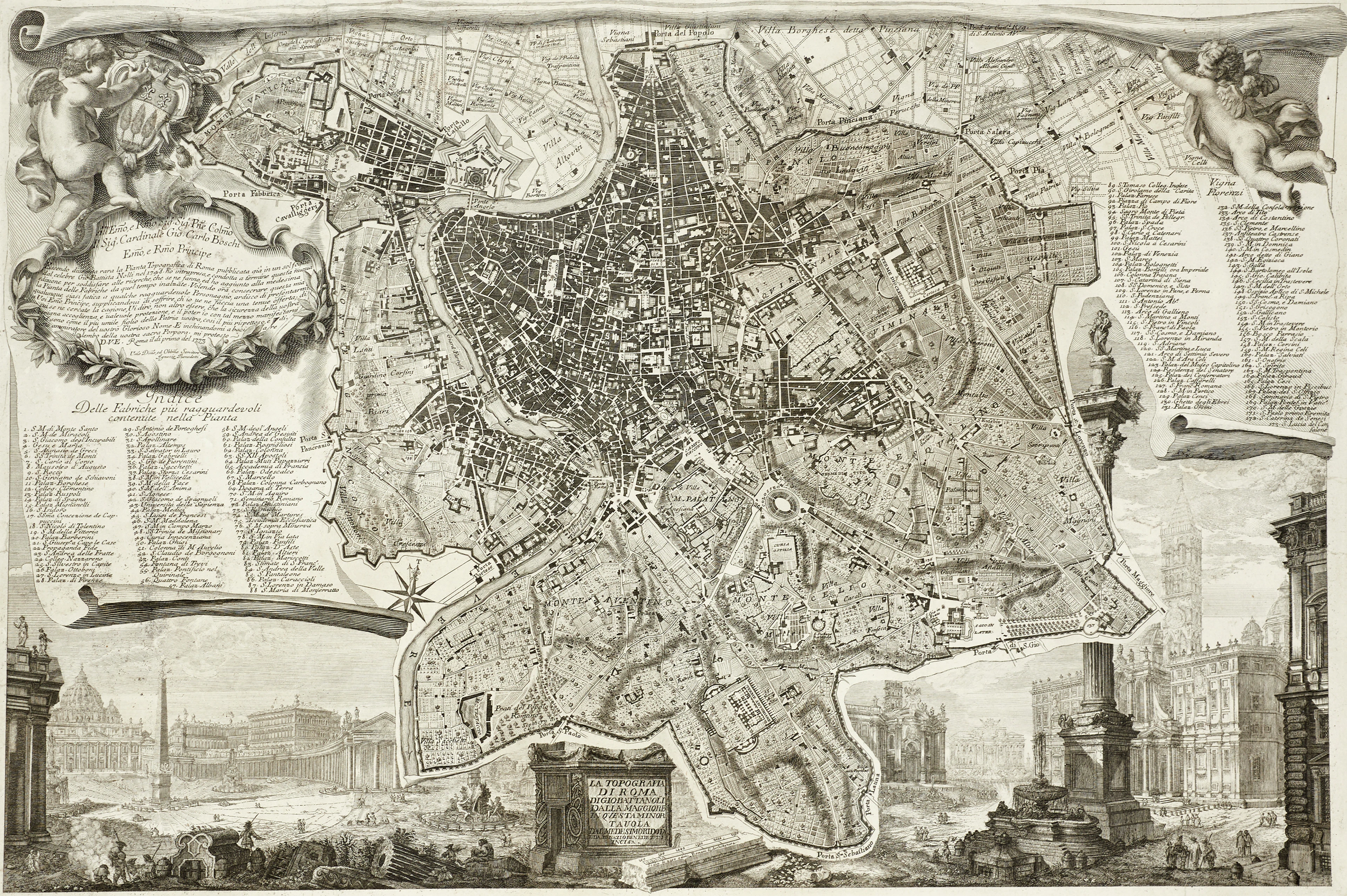 IGNAZIO BENEDETTI (ca 1725- efter 1790), "La Topografia Di Roma", 1773.