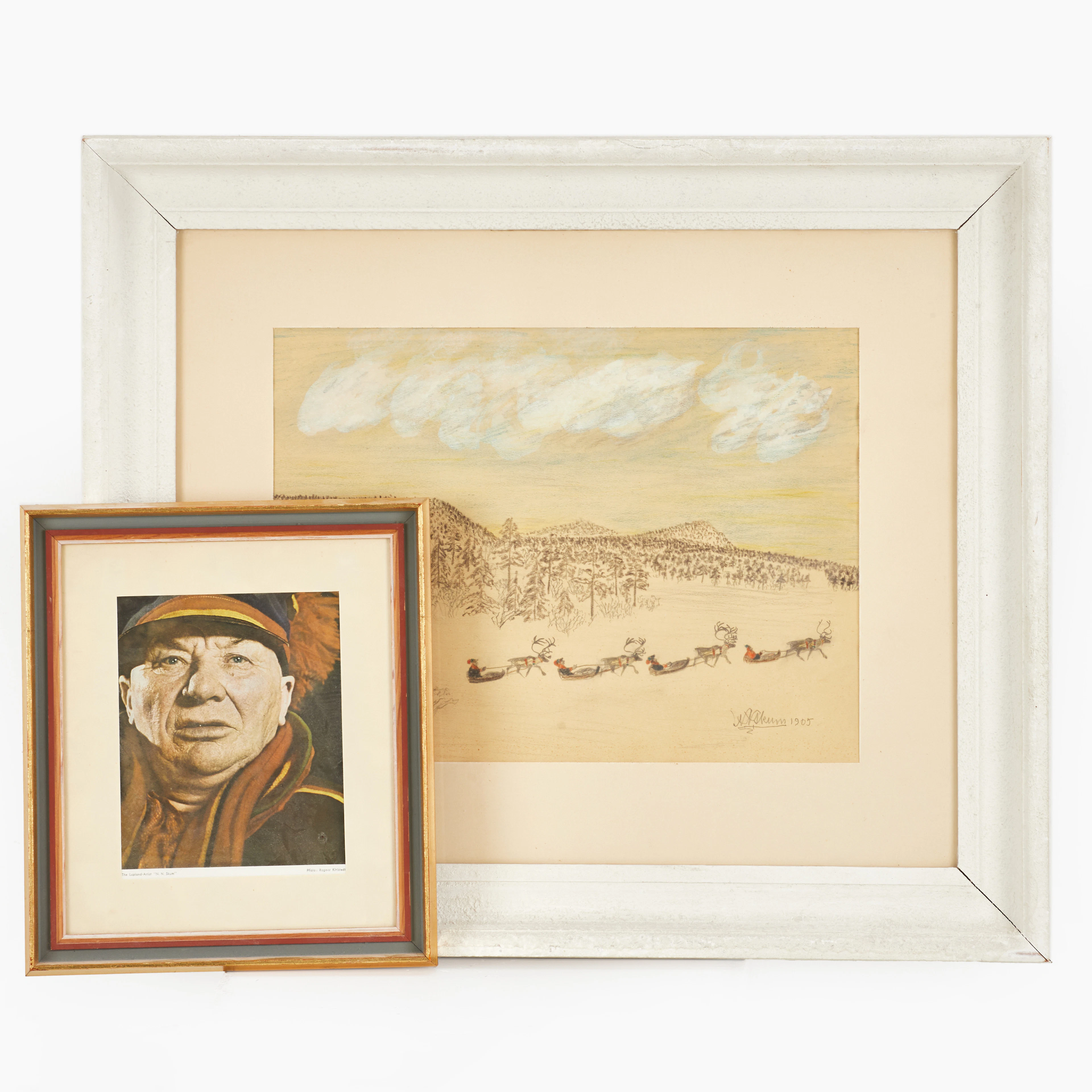 ILS NILSSON SKUM (1872–1951). Renslädar i fjällandskap, signerad NN