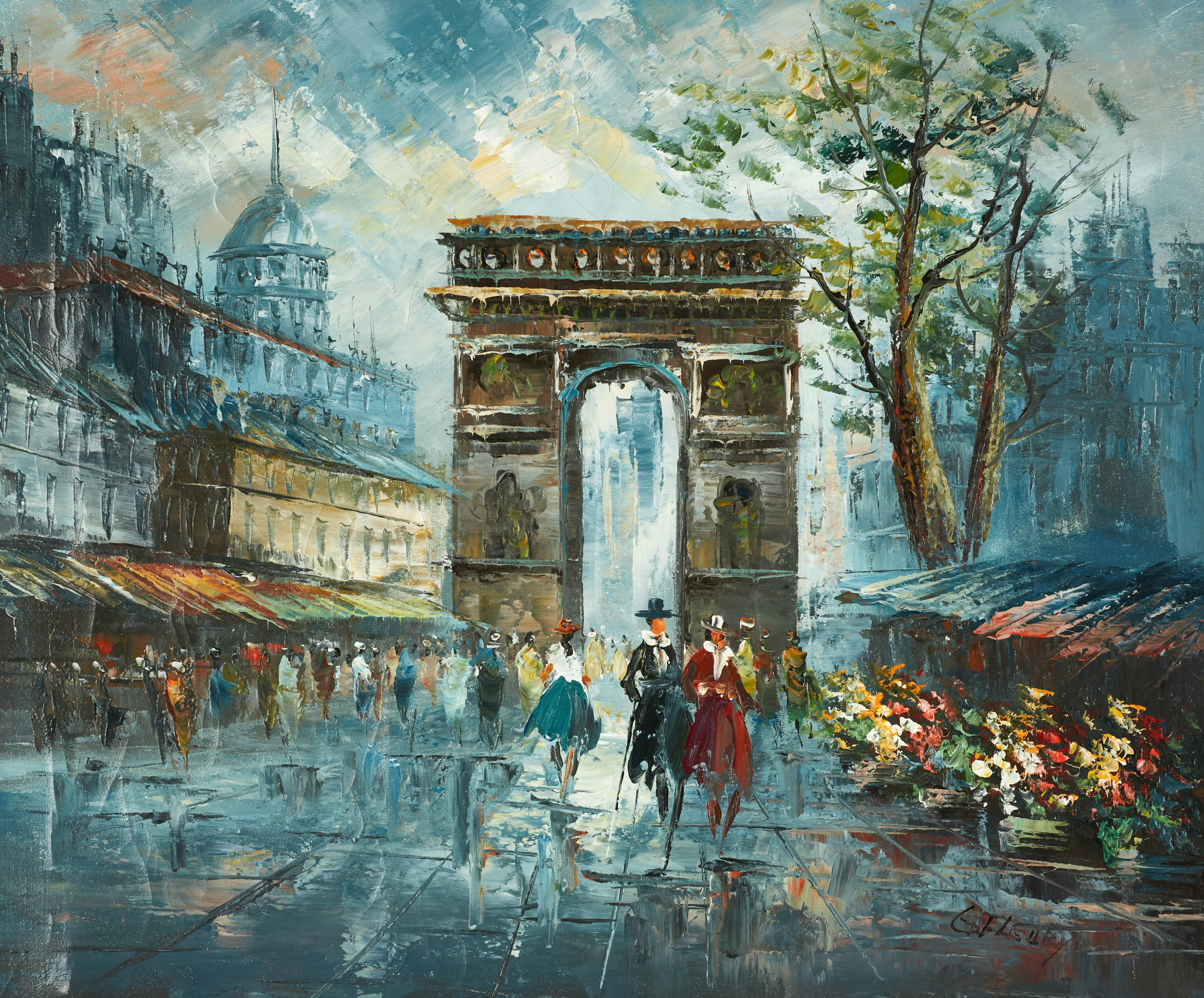 OIDENTIFIERAD KONSTNÄR (1900-TAL). Motiv från Paris, signerad G. Fleury