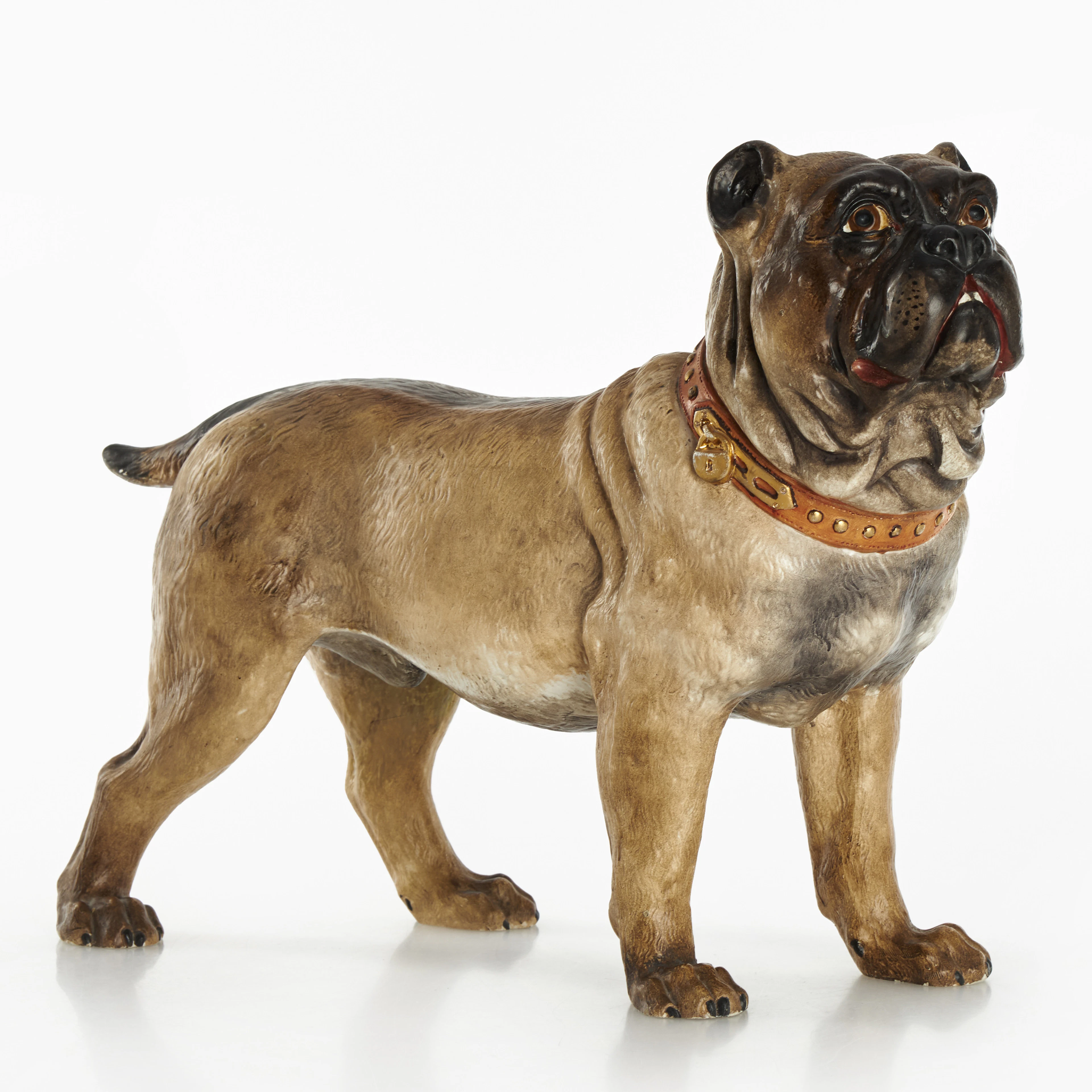 RÖRSTRAND. Figurin, hund, lergods, omkring år 1900, (Höjd ca 34 cm).