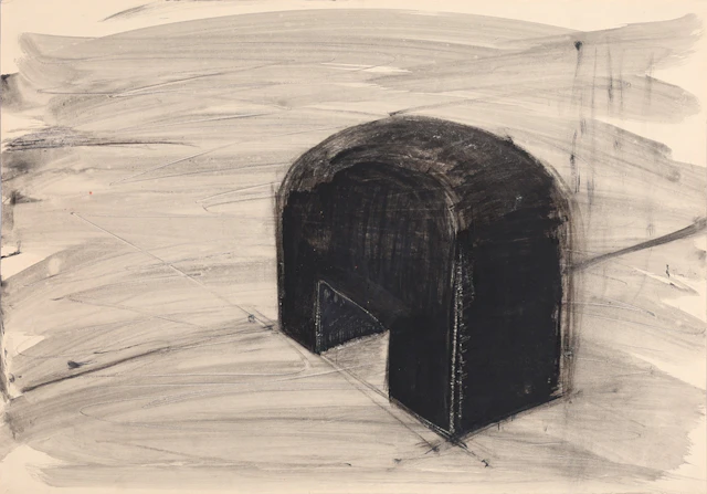 STINA EBERS 1962-2025. BLANDTEKNIK PÅ PAPPER, PORTAL, OSIGNERAD, OSIGNERAD