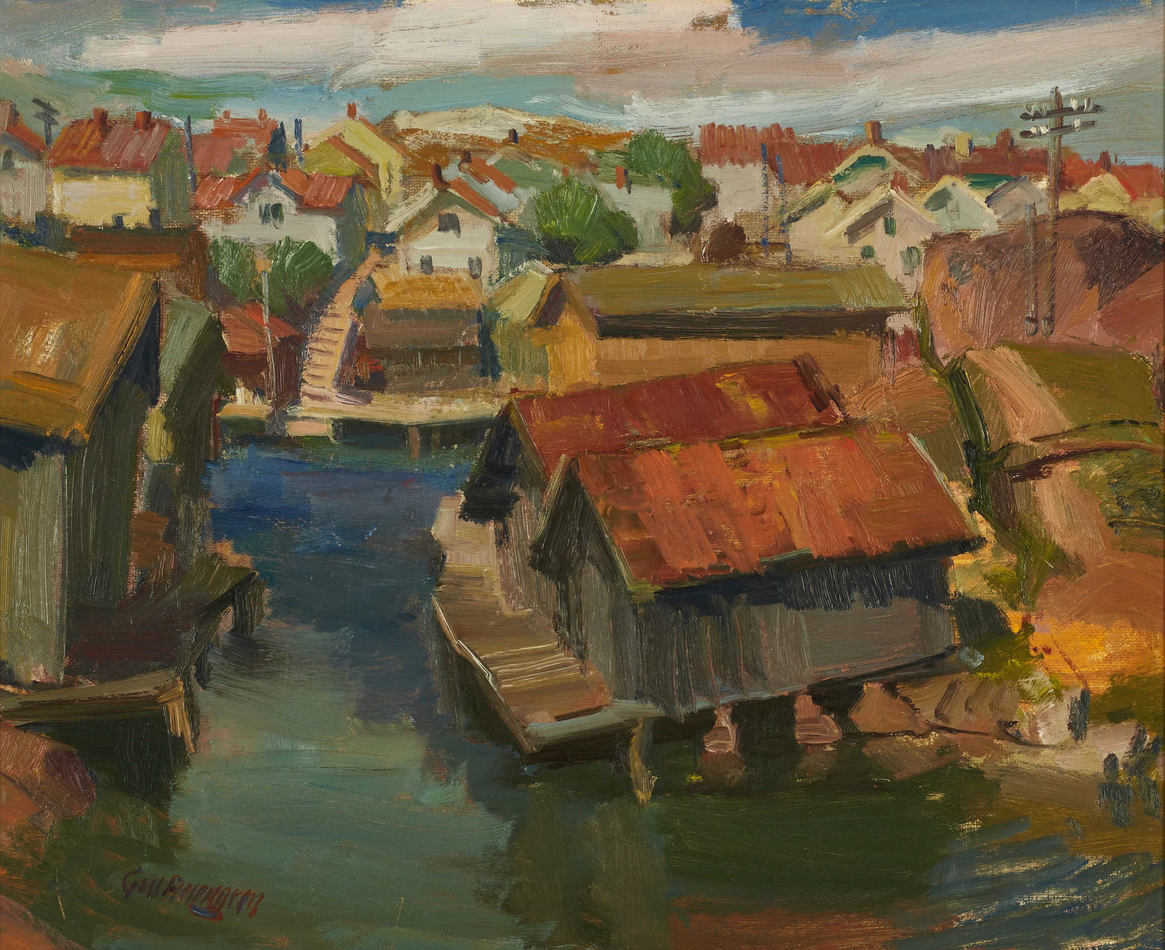 GUSTAF ROSENGREN (Piteå 1893-1963 Stockholm), Motiv från Smögen, signerad