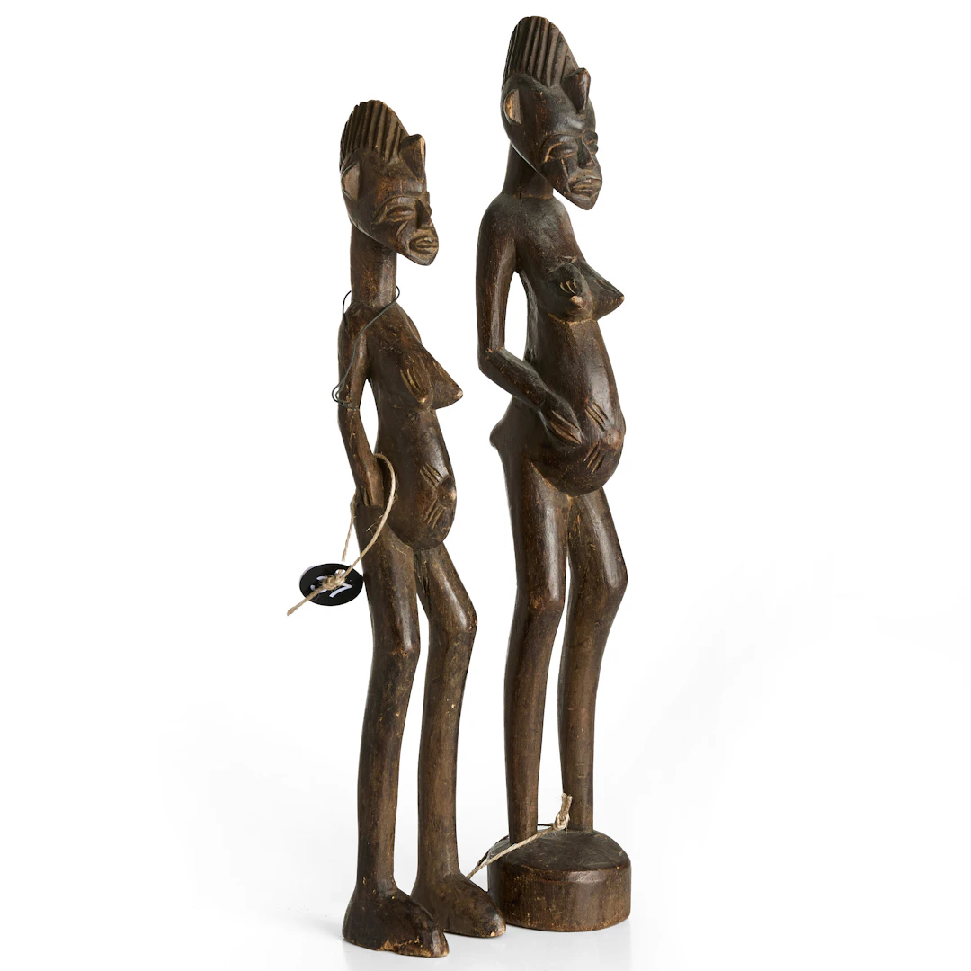 SKULPTURER, 1 par, Senufo, väst-Afrika, 1900-talets senare del.