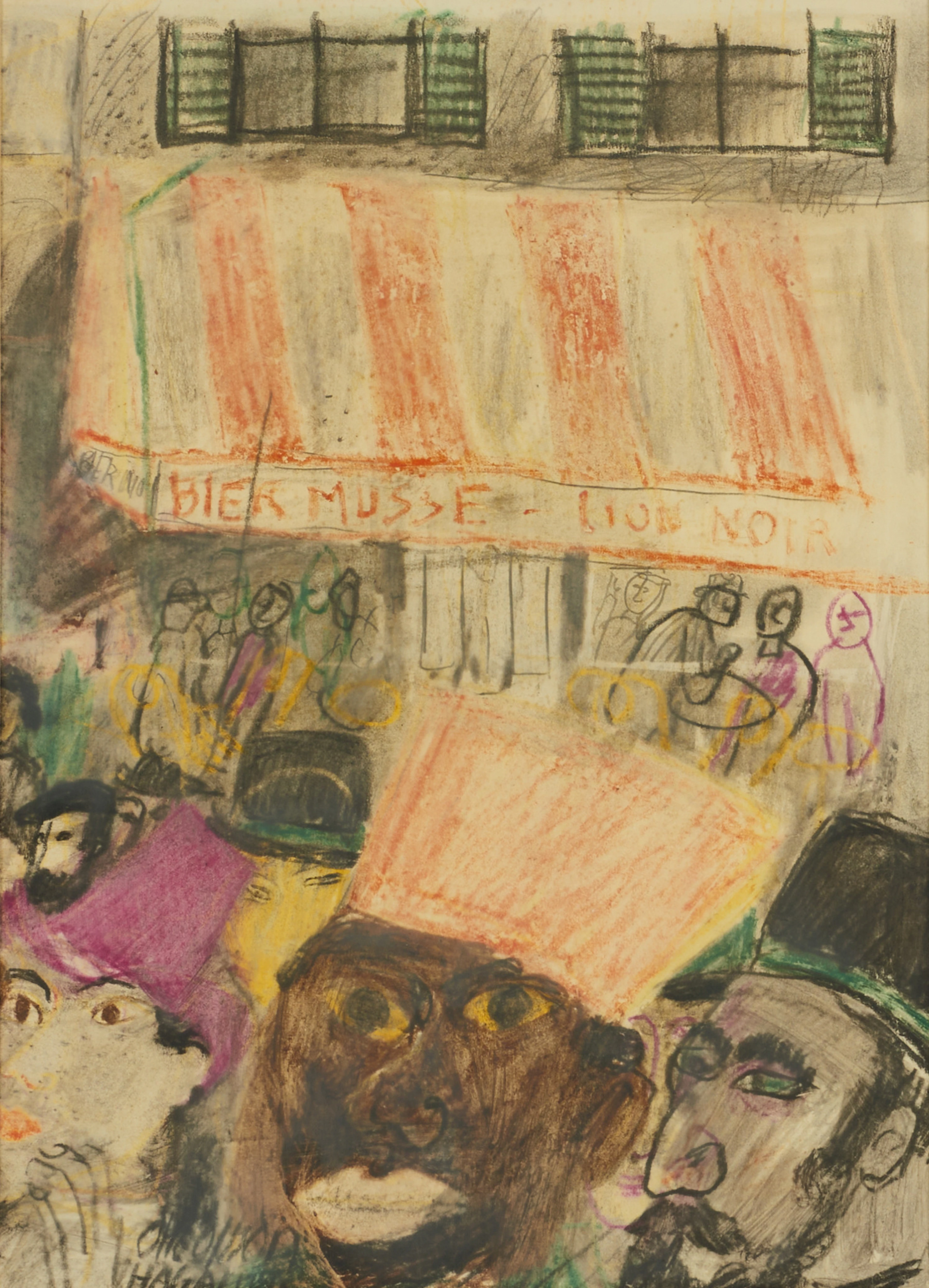 OLLE OLSSON HAGALUND (Sverige, 1904-1972): Folkvimmel i Paris, signerad