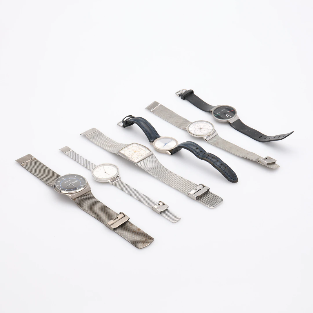 ARMBANDSUR, 6 ST, STÅL, DANSKA TILLVERKARE, BL.A SKAGEN, QUARTZ.