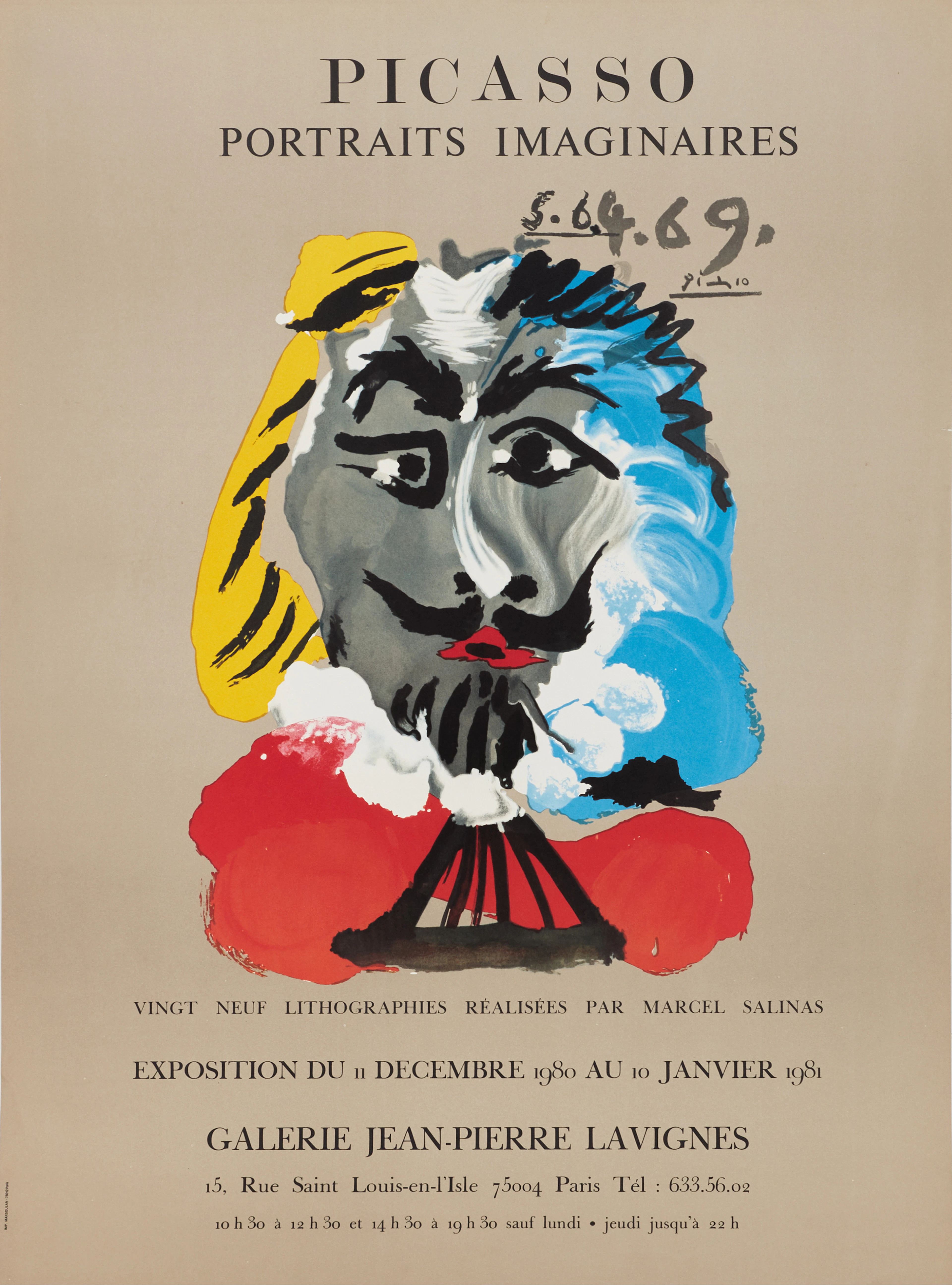 PABLO PICASSO (1881-1973). Efter. Utställningsaffisch, "Portraits