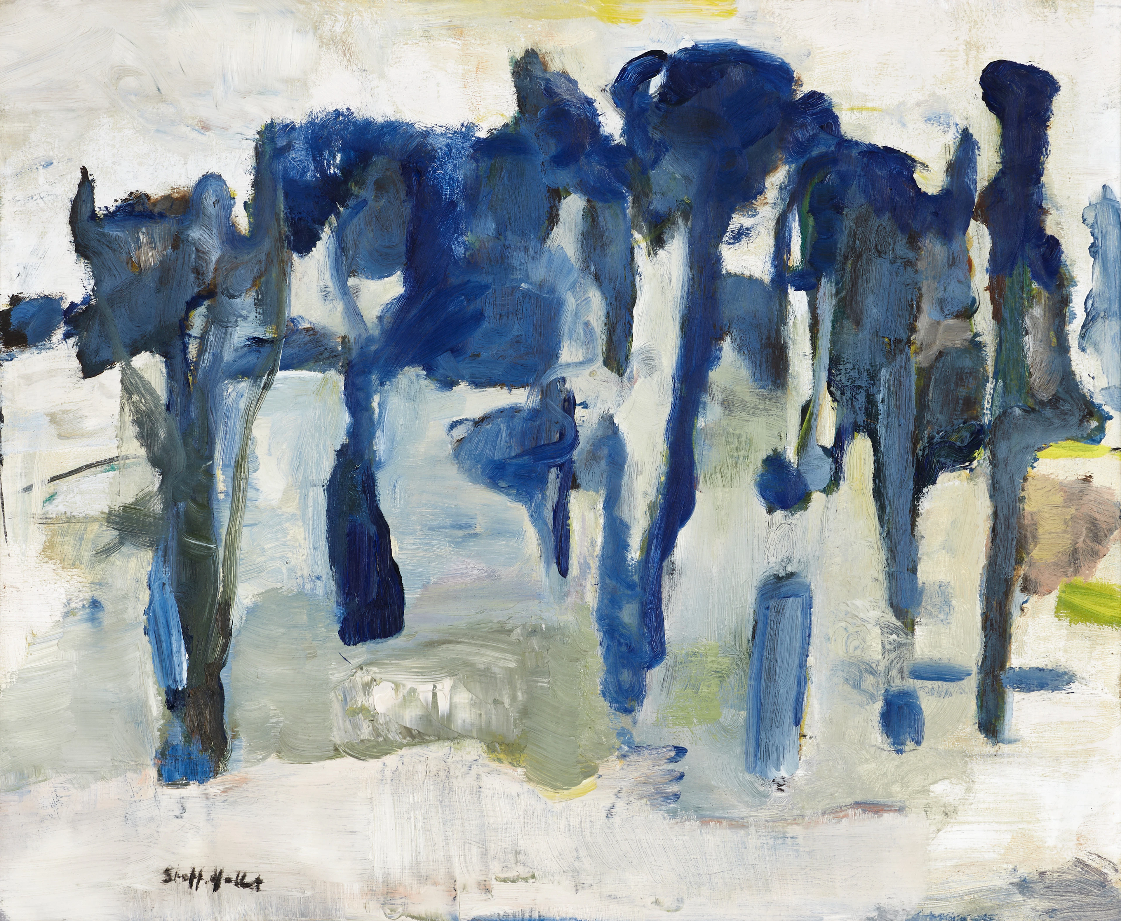 STAFFAN HALLSTRÖM (1914-1976). "Snölandskap med Skaftö", signerad
