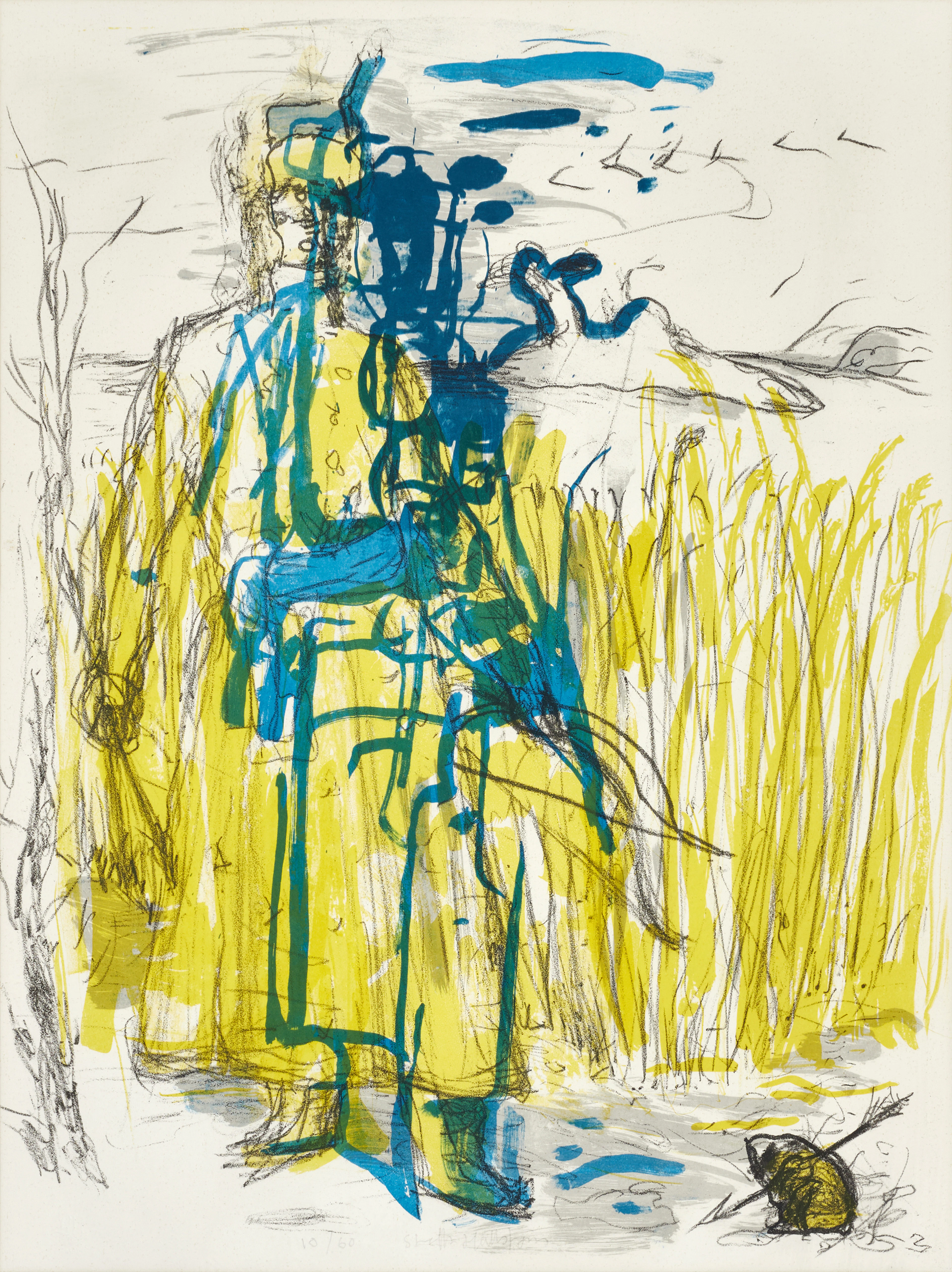 STAFFAN HALLSTRÖM (1914-1976). "Jägare i vass", signerad, numrerad