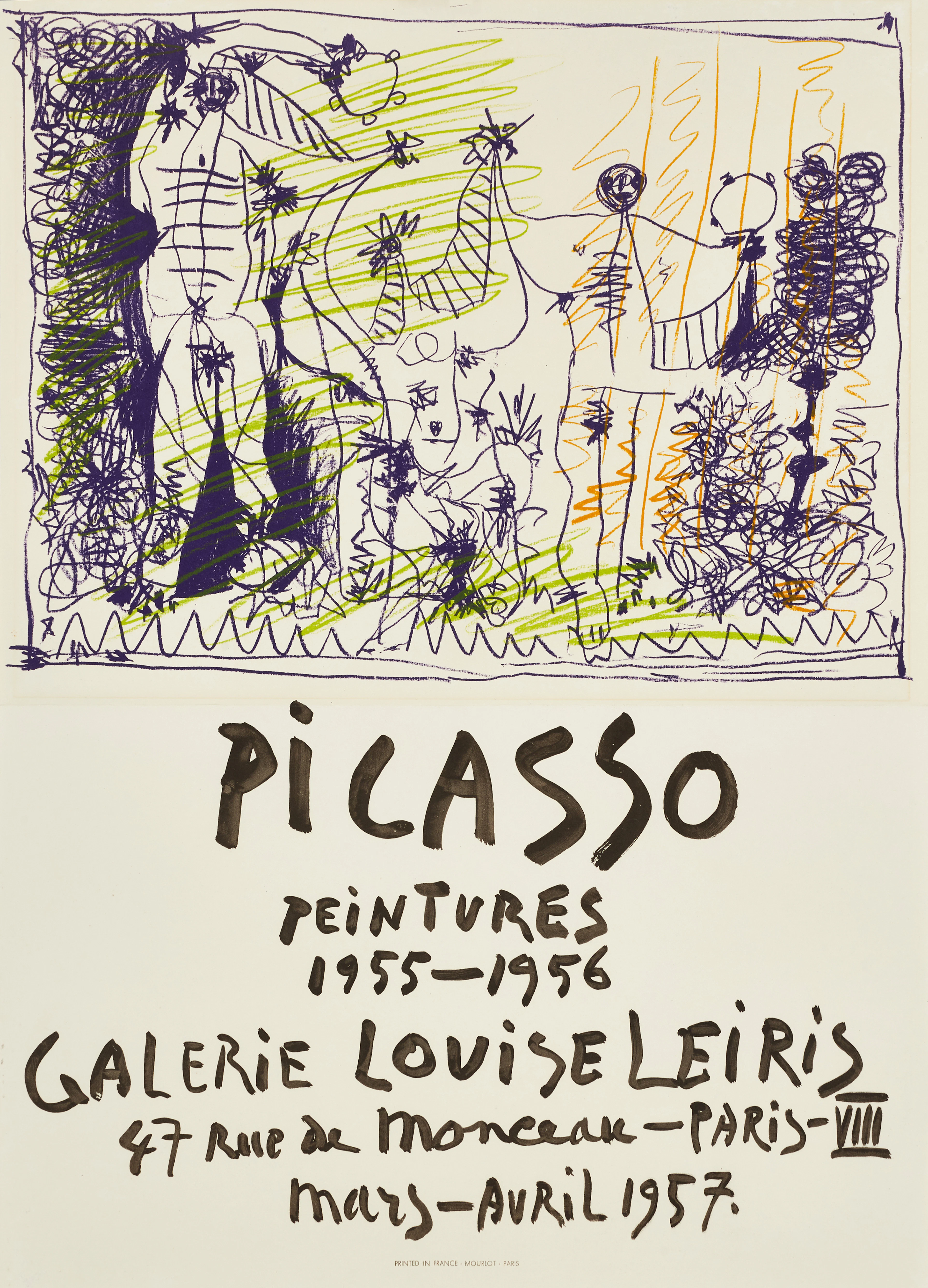 PABLO PICASSO (1881-1973). Utställningsaffisch, Galerie Louise Leiris